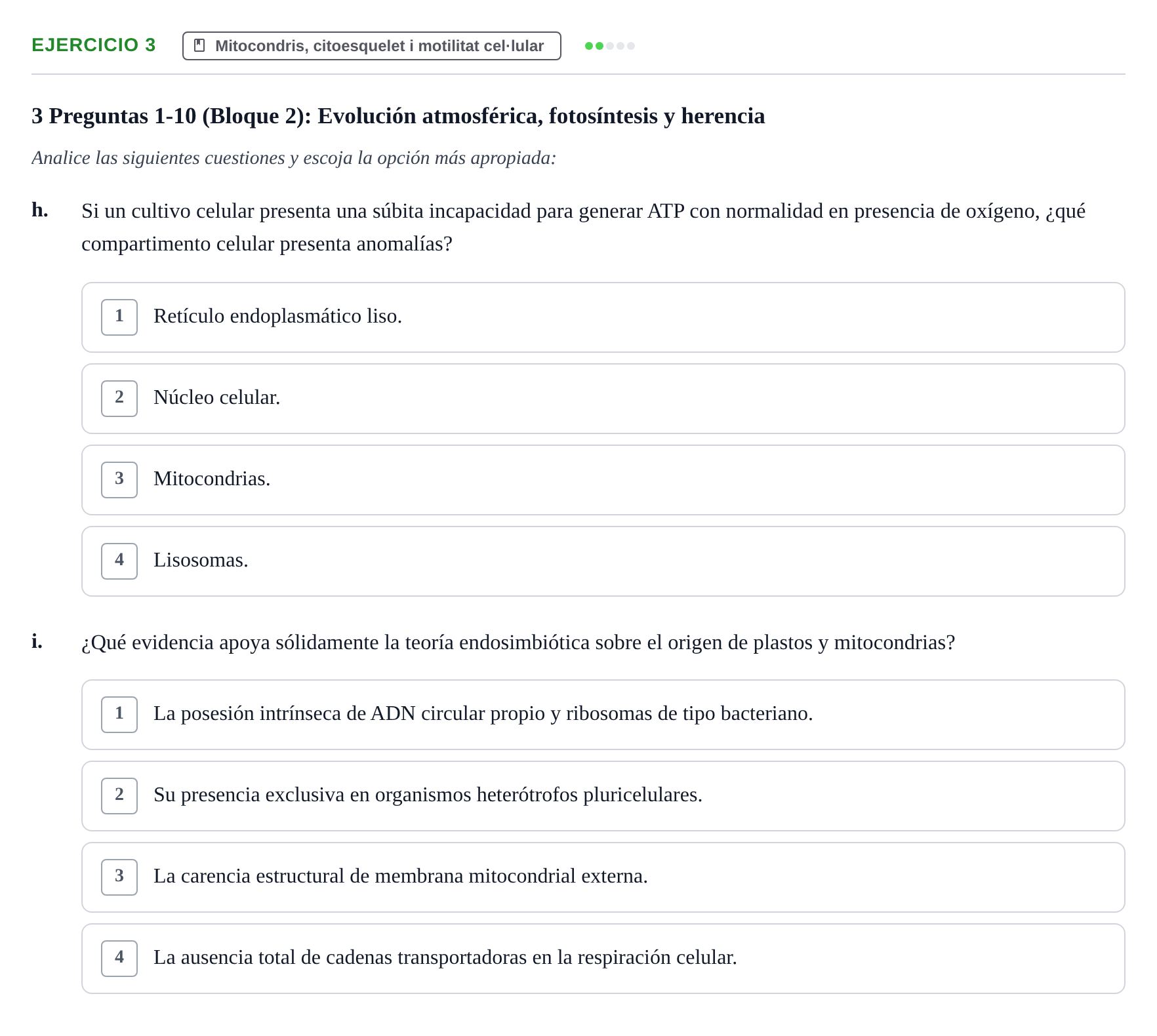 Enunciado: 3 - Mitocondris, citoesquelet i motilitat cel·lul…
