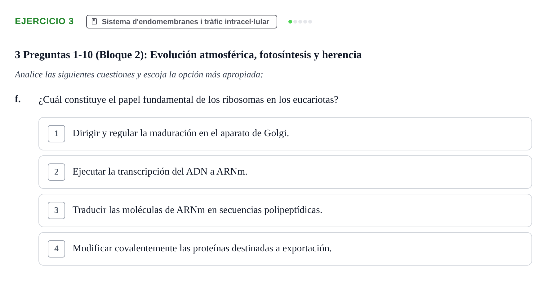 Enunciado: 3 - Sistema d'endomembranes i tràfic intracel·lul…