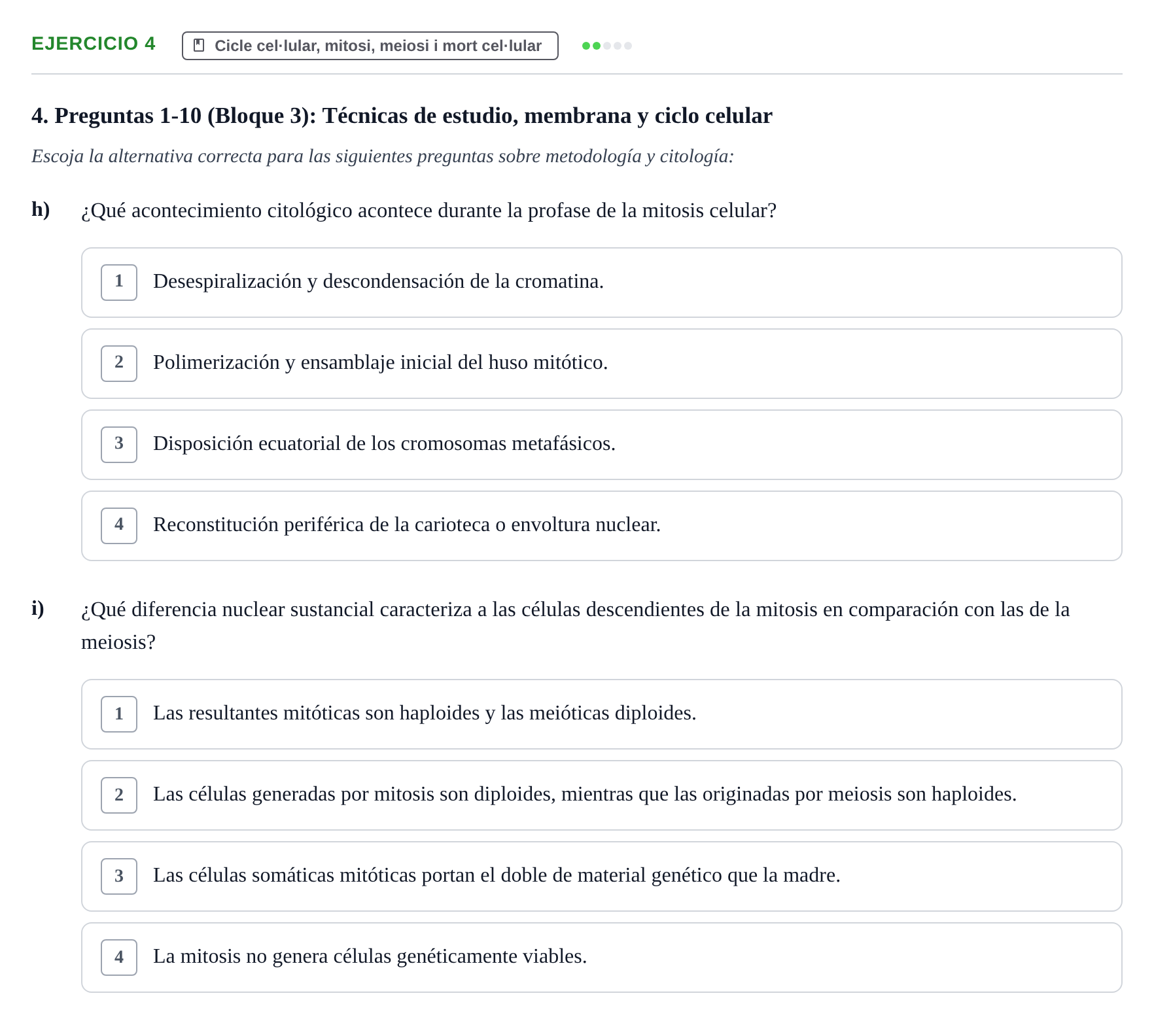 Enunciado: 4 - Cicle cel·lular, mitosi, meiosi i mort cel·lu…