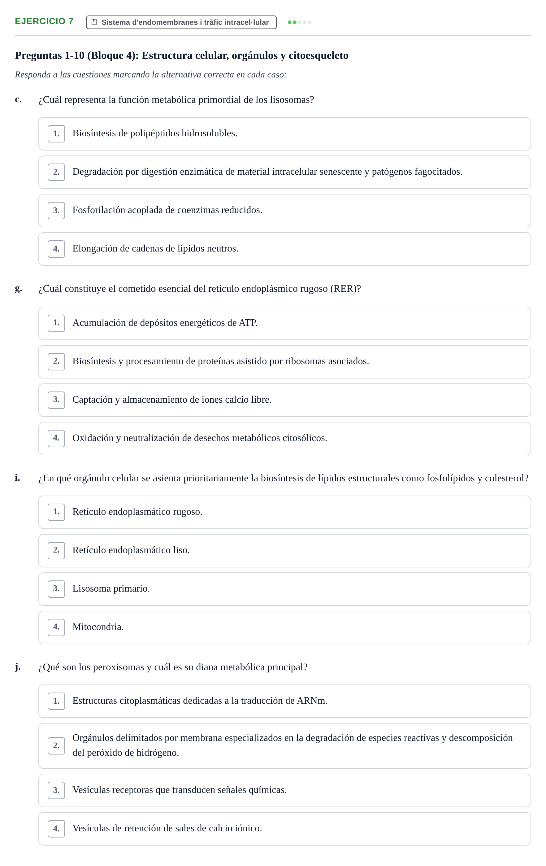 Enunciado: 7 - Sistema d'endomembranes i tràfic intracel·lul…