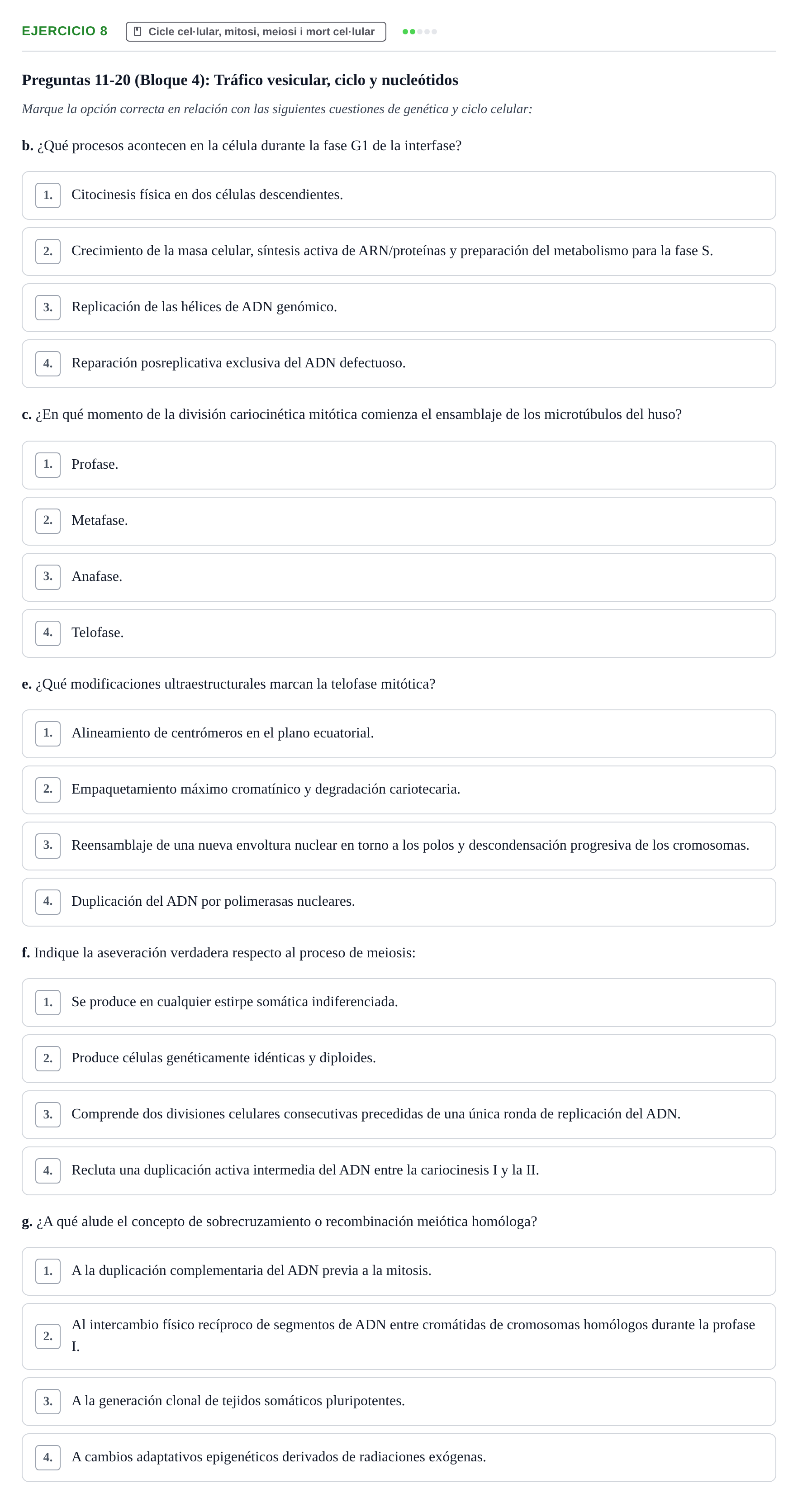 Enunciado: 8 - Cicle cel·lular, mitosi, meiosi i mort cel·lu…