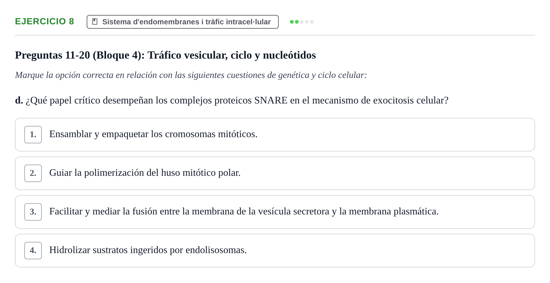 Enunciado: 8 - Sistema d'endomembranes i tràfic intracel·lul…