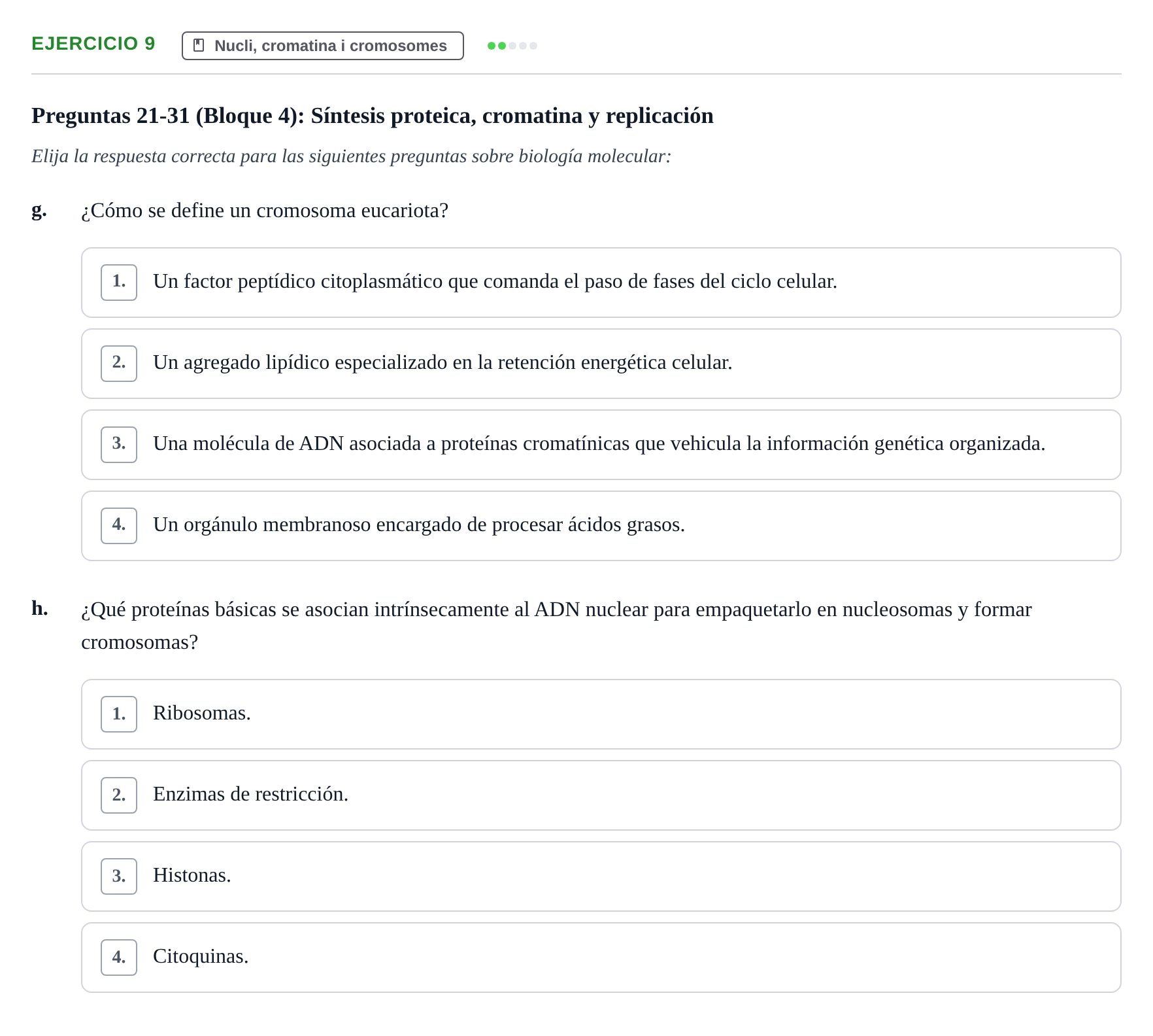 Enunciado: 9 - Nucli, cromatina i cromosomes