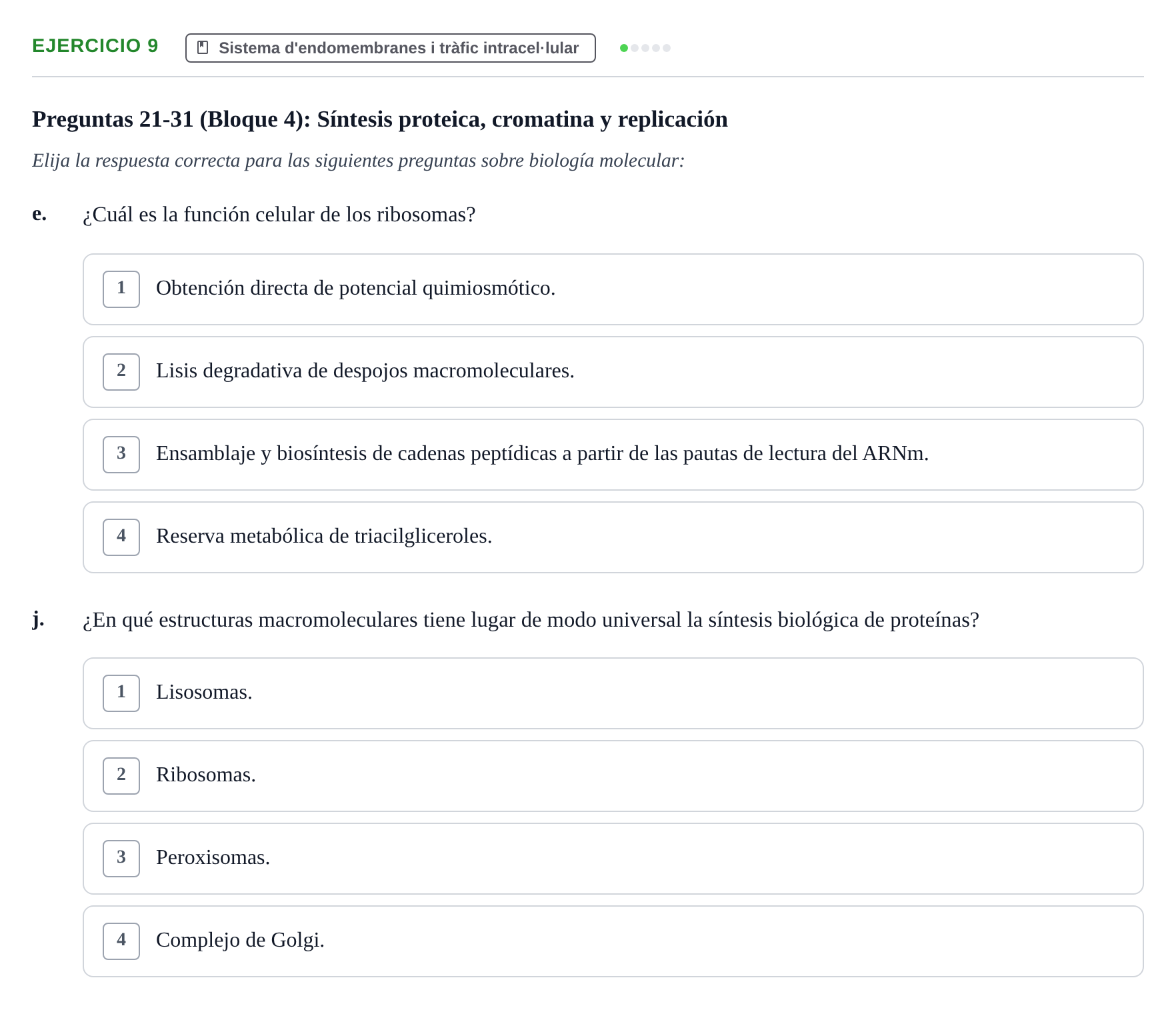 Enunciado: 9 - Sistema d'endomembranes i tràfic intracel·lul…