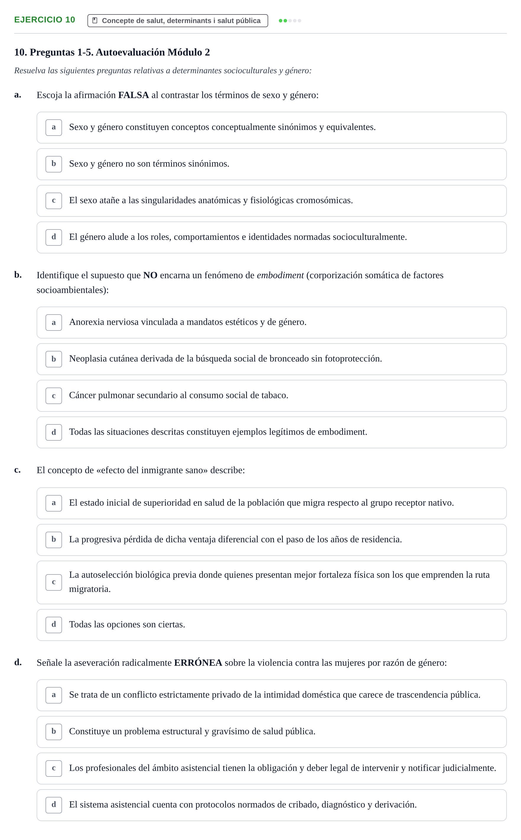 Enunciado: 10 - Concepte de salut, determinants i salut públ…