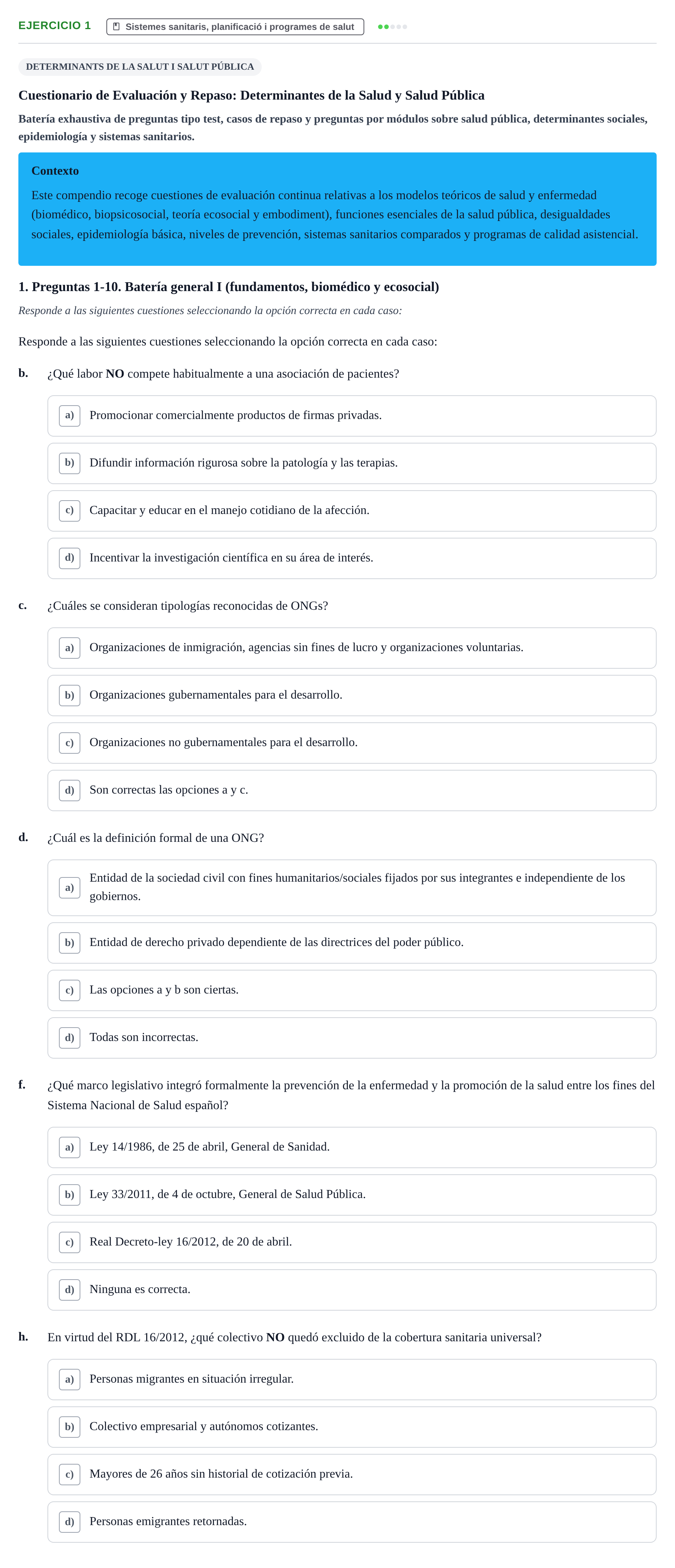 Enunciado: 1 - Sistemes sanitaris, planificació i programes…