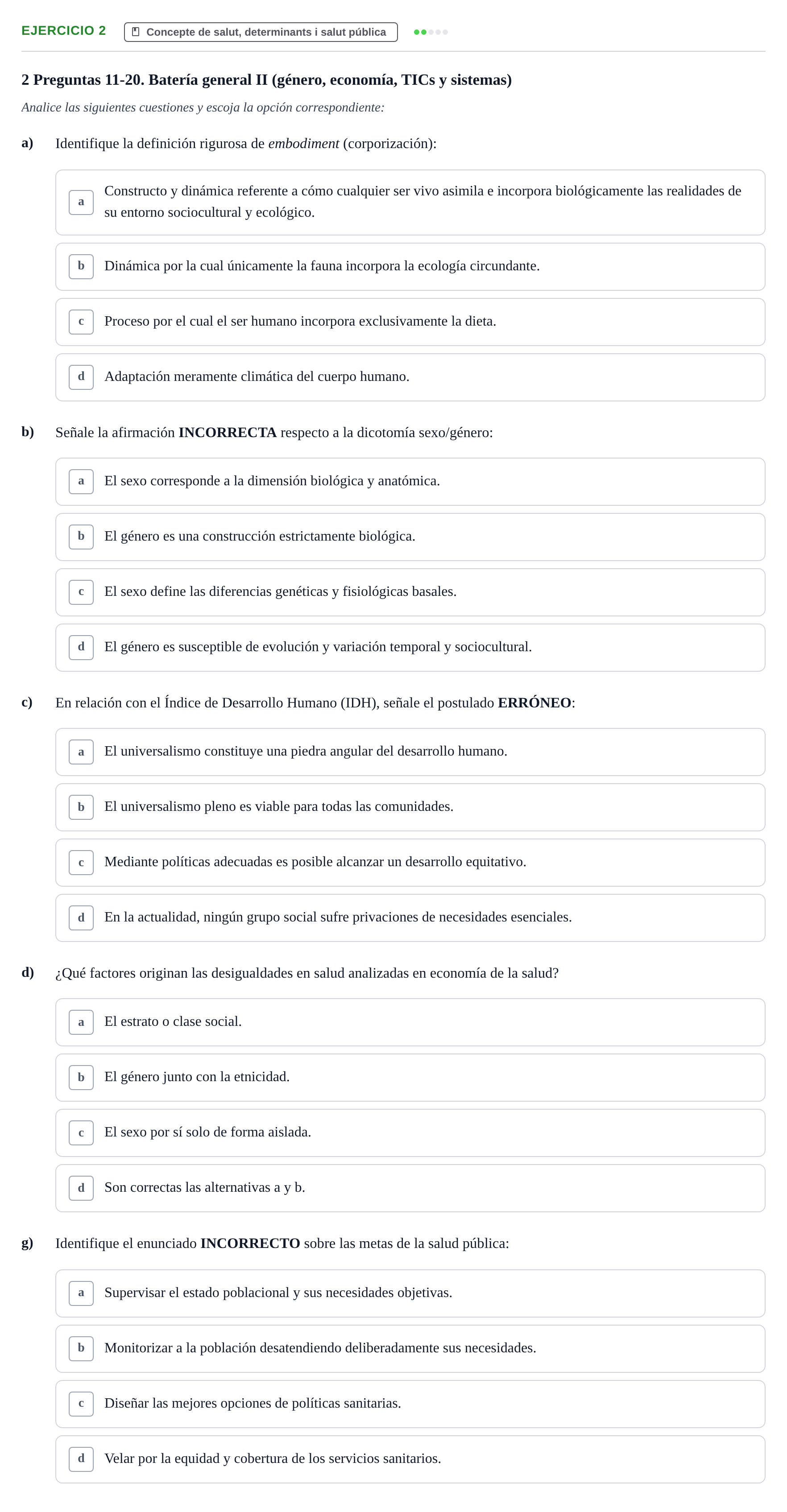 Enunciado: 2 - Concepte de salut, determinants i salut públi…