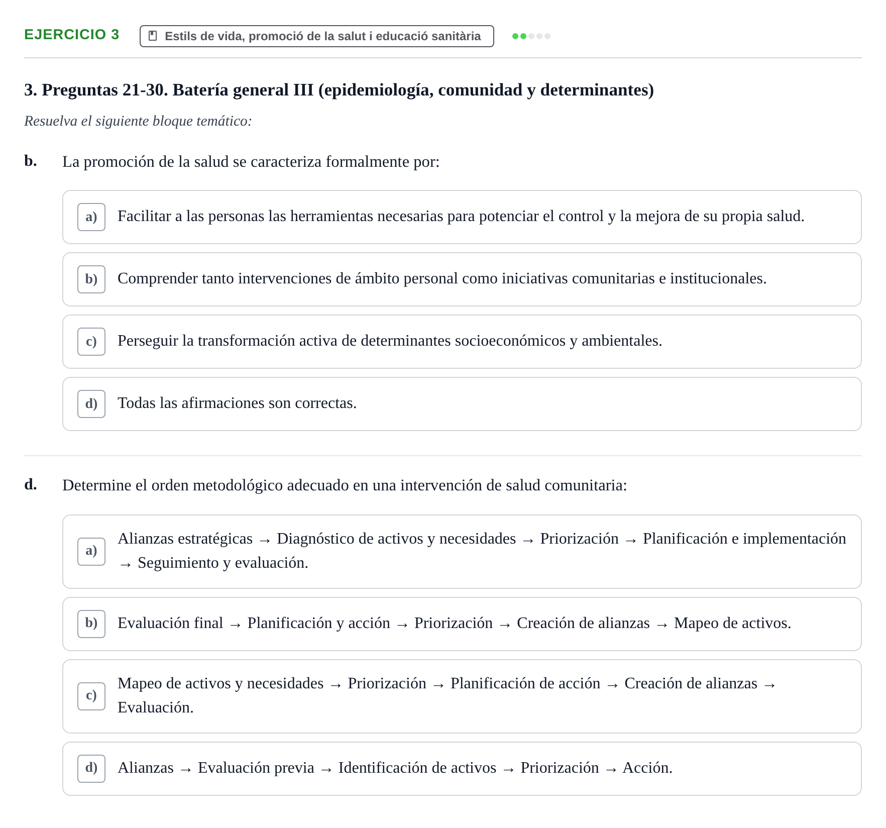 Enunciado: 3 - Estils de vida, promoció de la salut i educac…