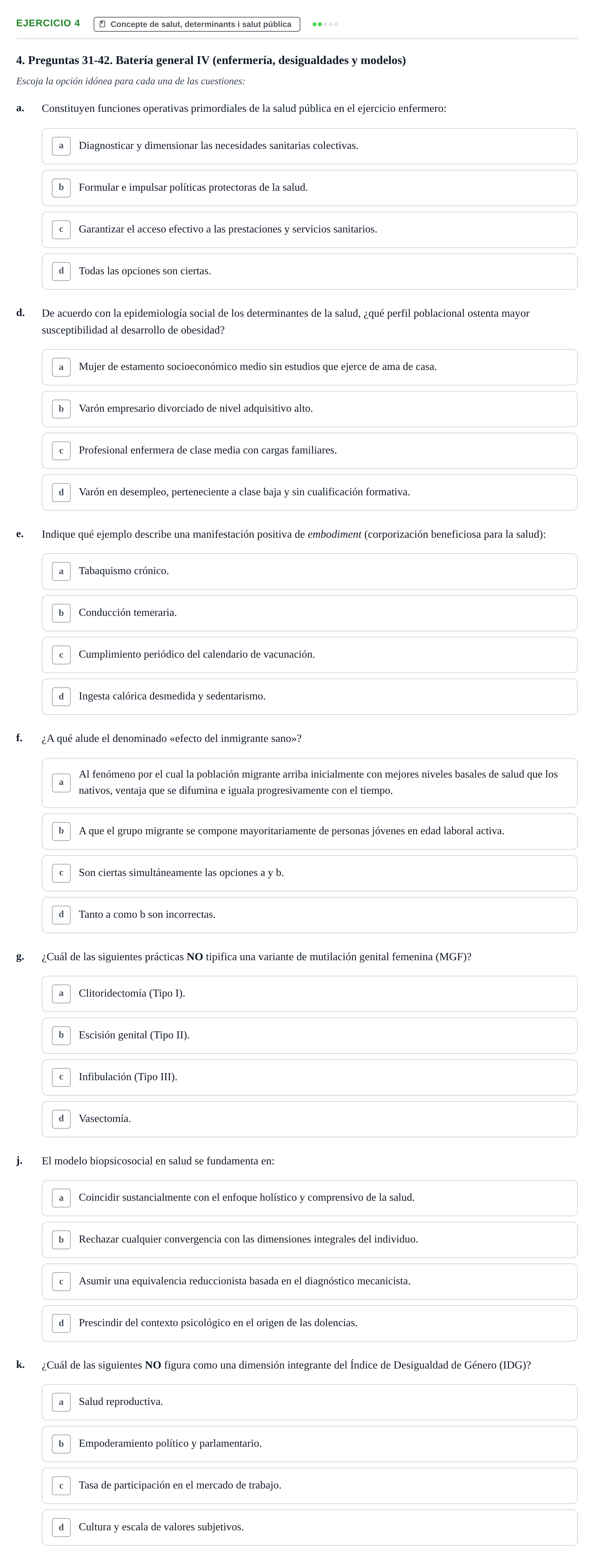 Enunciado: 4 - Concepte de salut, determinants i salut públi…