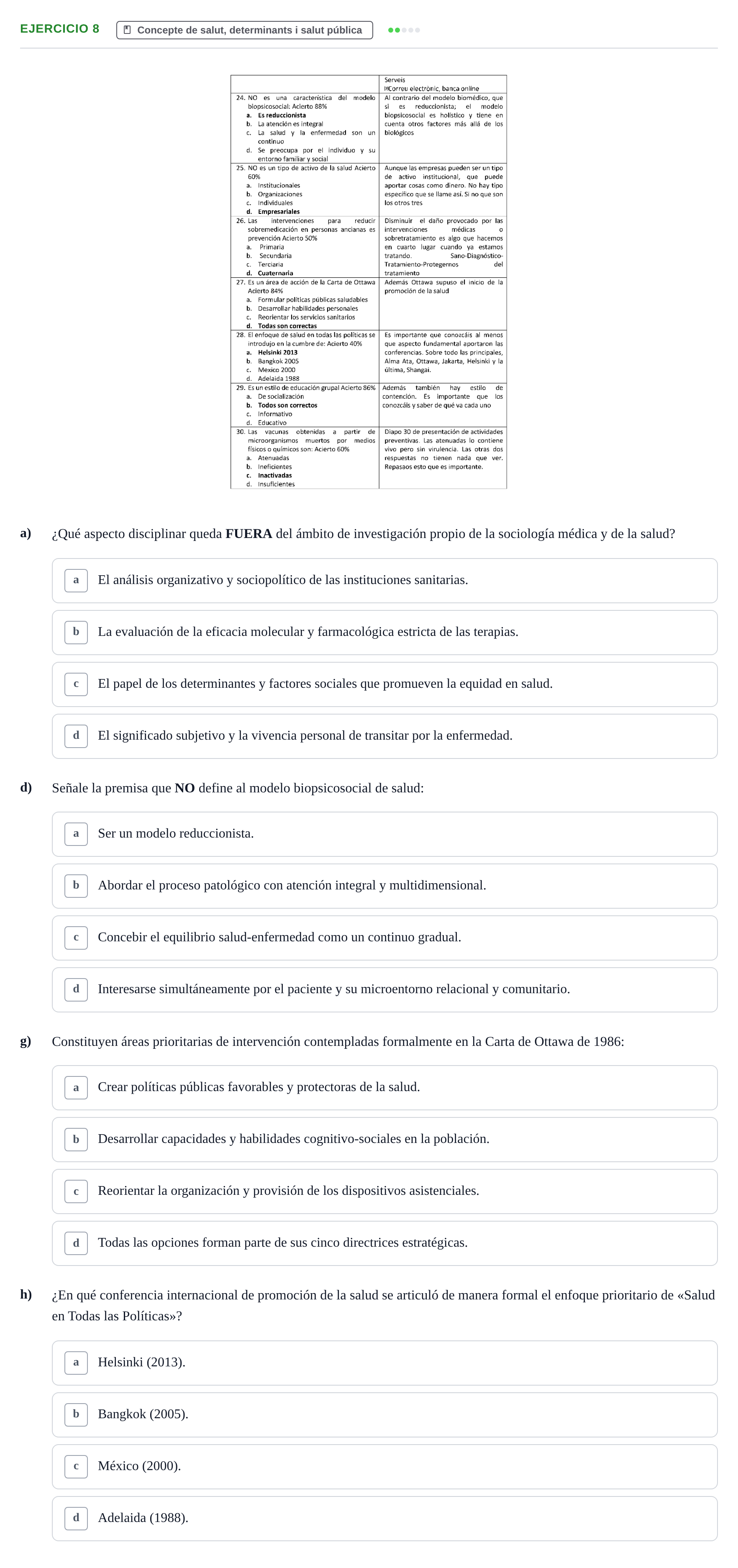 Enunciado: 8 - Concepte de salut, determinants i salut públi…