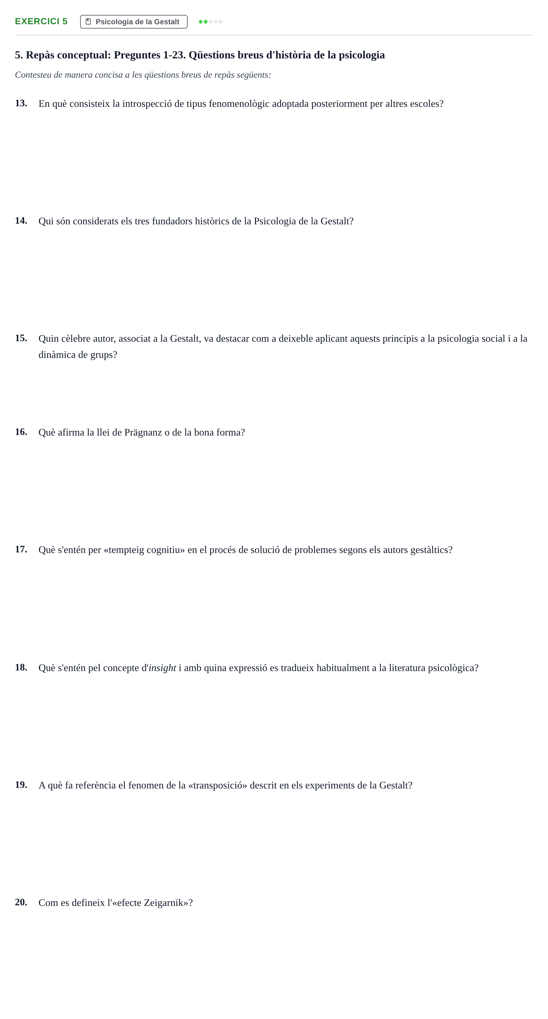 Enunciado: 5 - Psicologia de la Gestalt