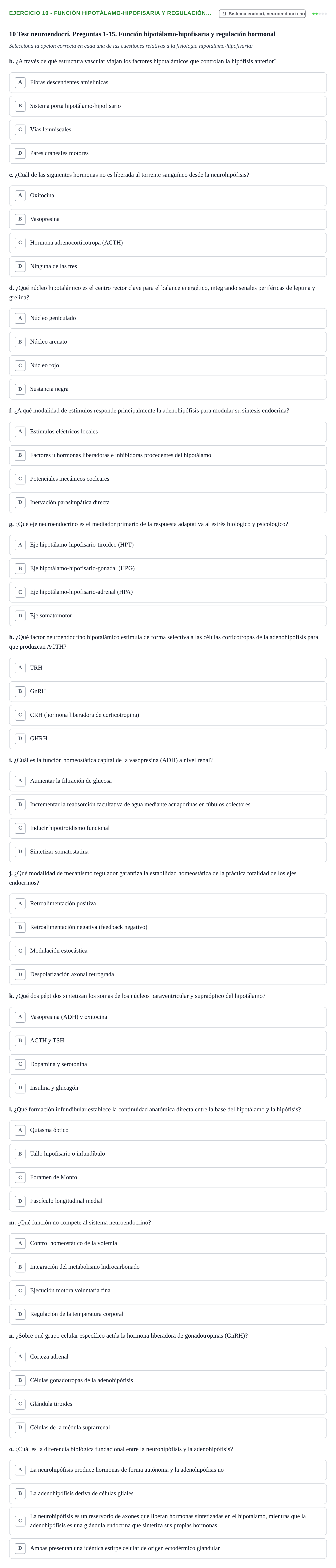 Enunciado: 10 - Función hipotálamo-hipofisaria y regulación…