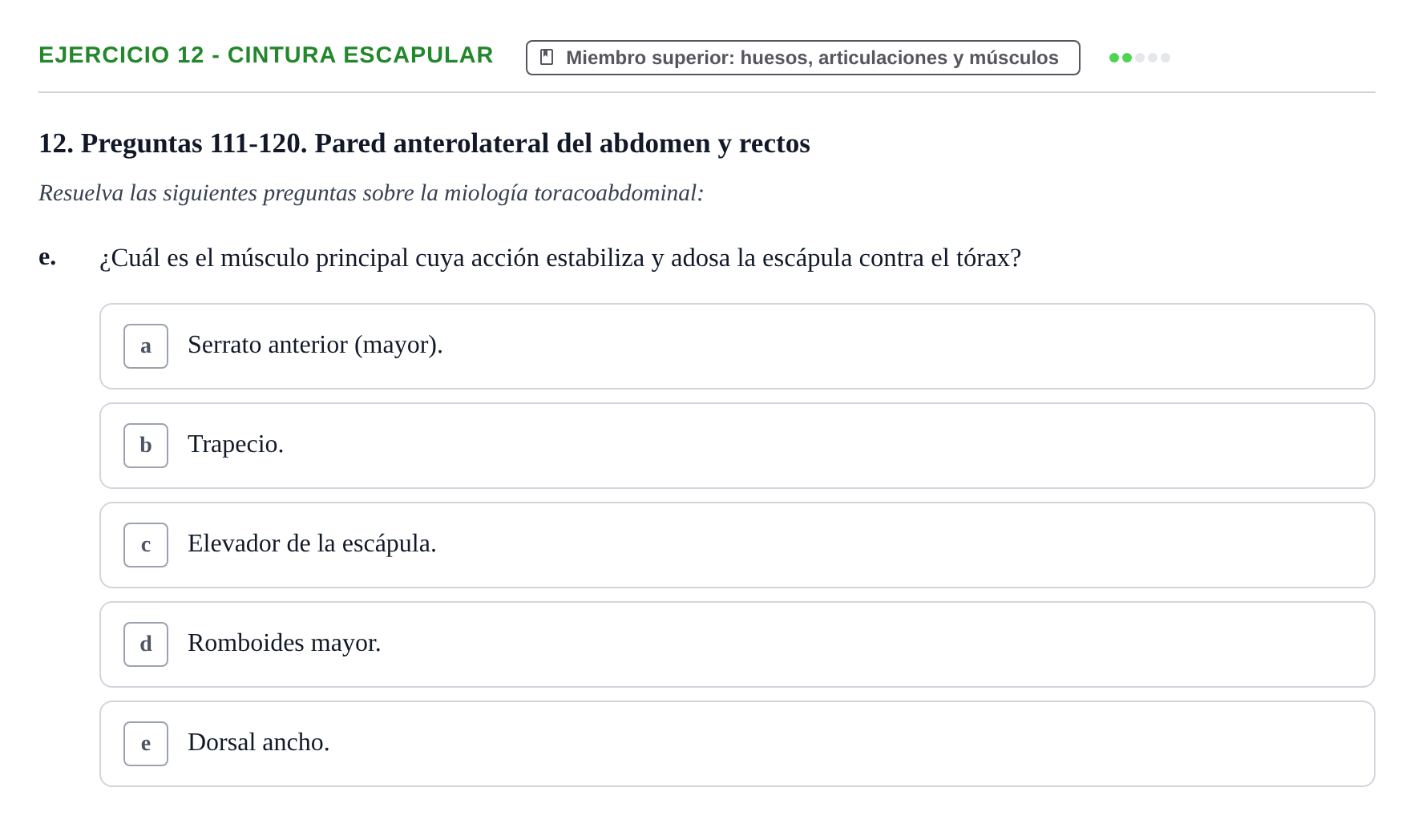 Enunciado: 12 - Cintura escapular
