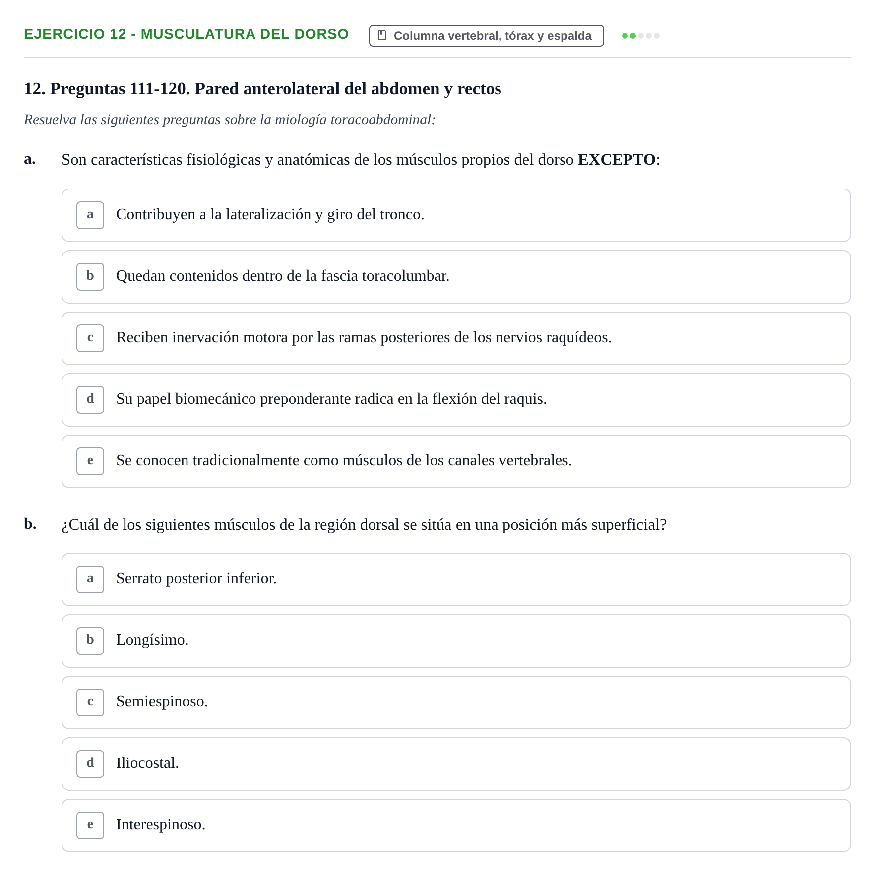 Enunciado: 12 - Musculatura del dorso