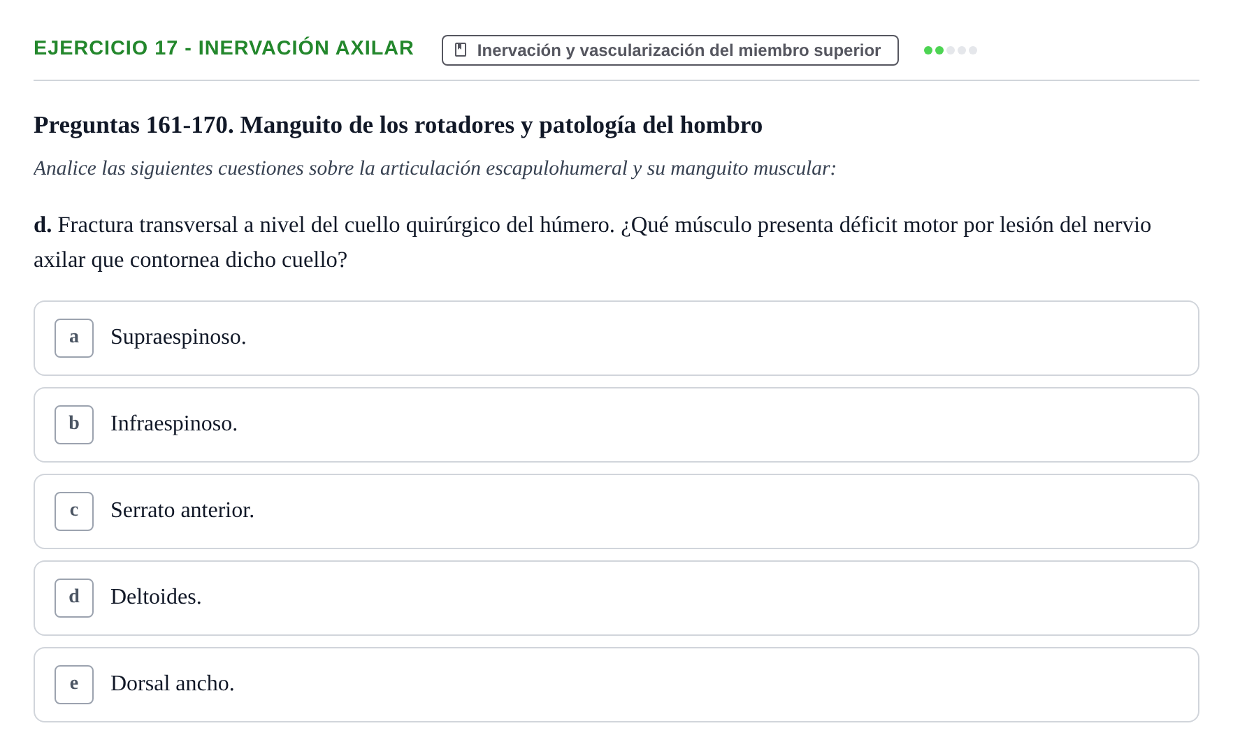 Enunciado: 17 - Inervación axilar