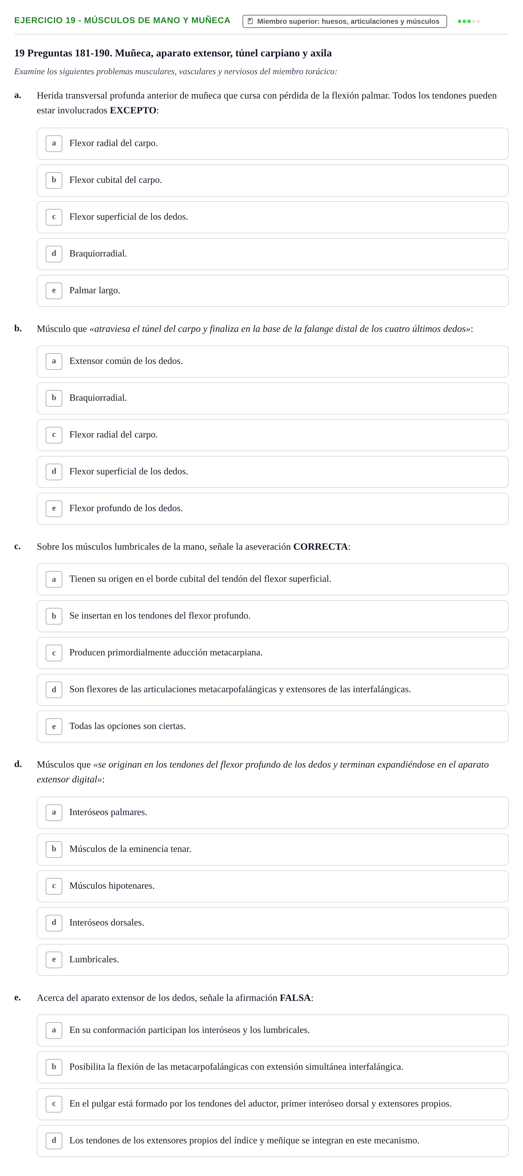 Enunciado: 19 - Músculos de mano y muñeca