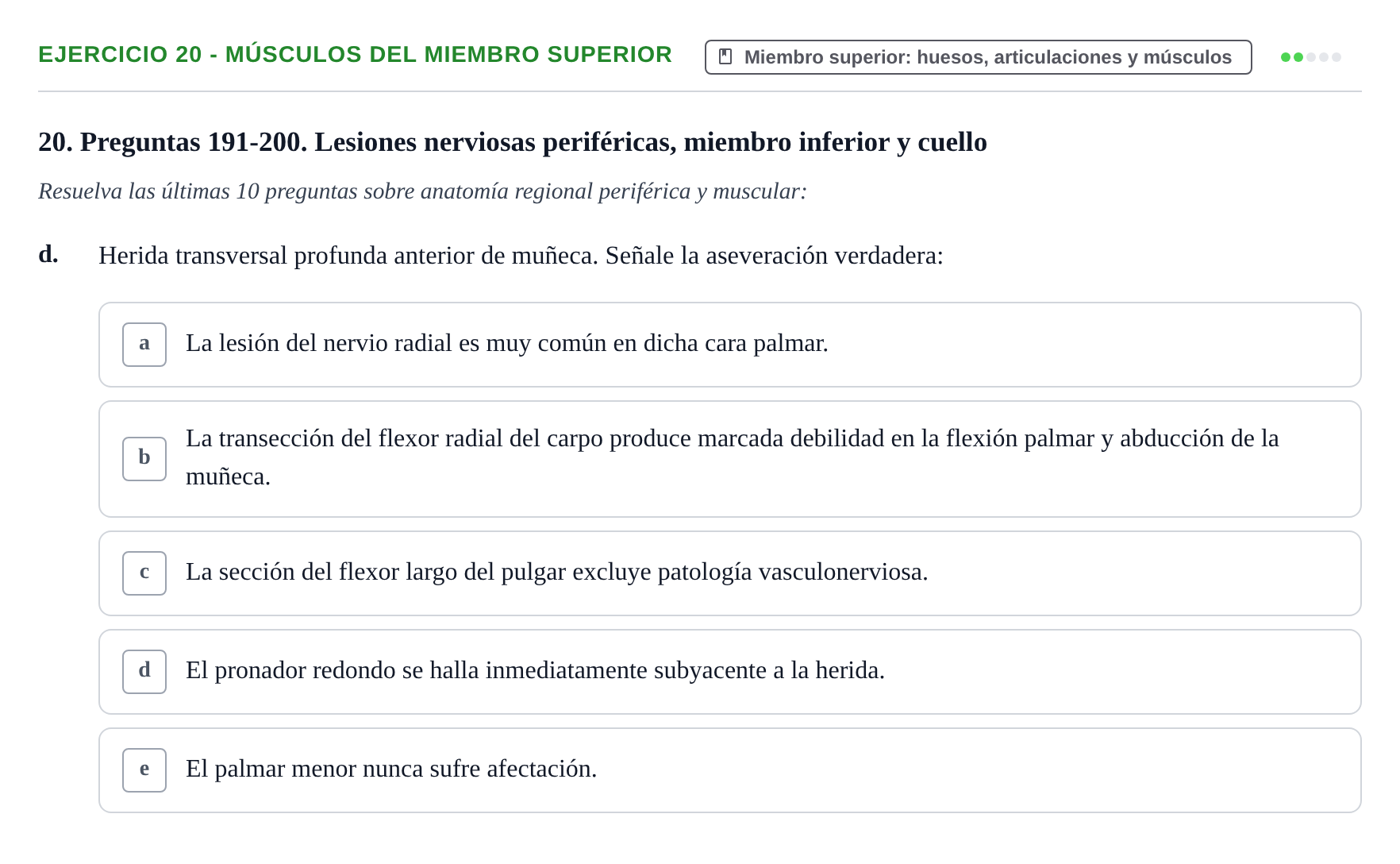 Enunciado: 20 - Músculos del miembro superior