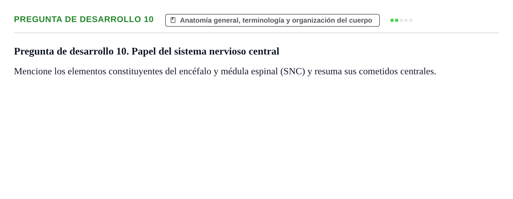 Enunciado: Pregunta de desarrollo 10