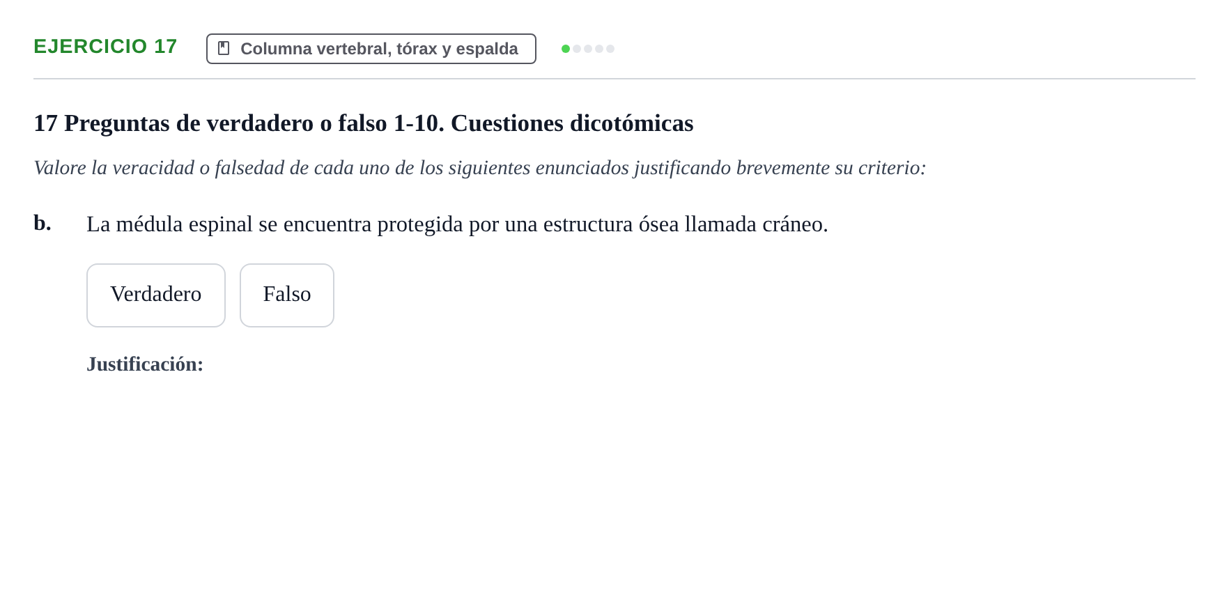 Enunciado: 17 - Columna vertebral