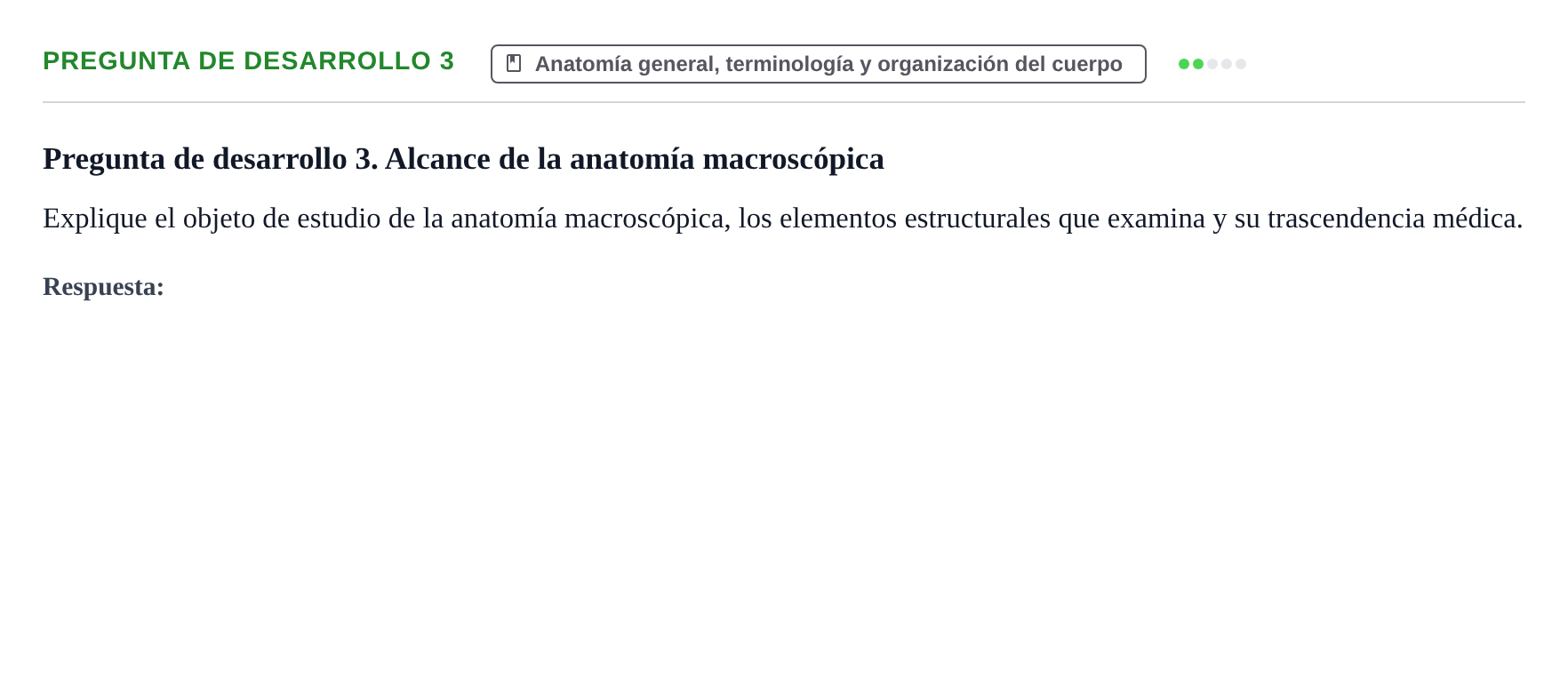 Enunciado: Pregunta de desarrollo 3