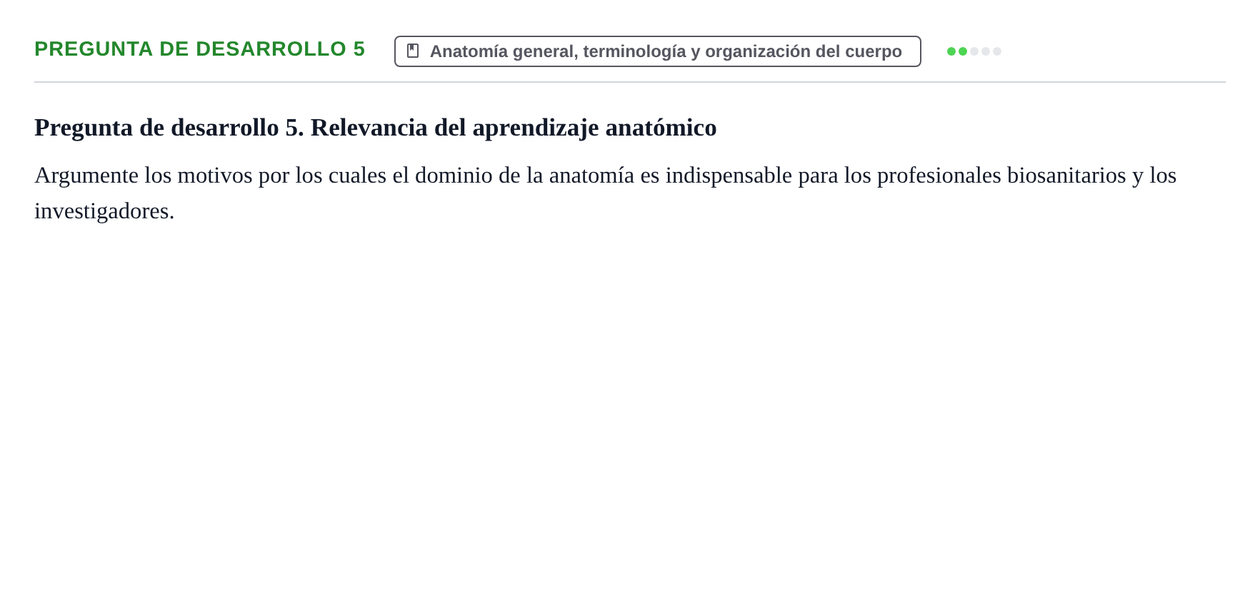 Enunciado: Pregunta de desarrollo 5