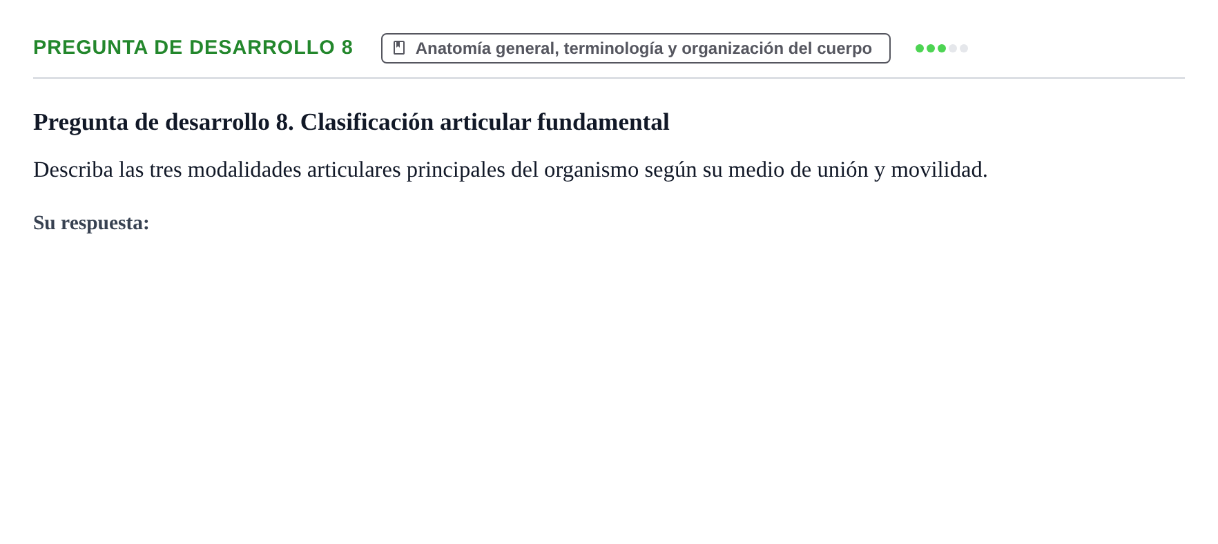 Enunciado: Pregunta de desarrollo 8