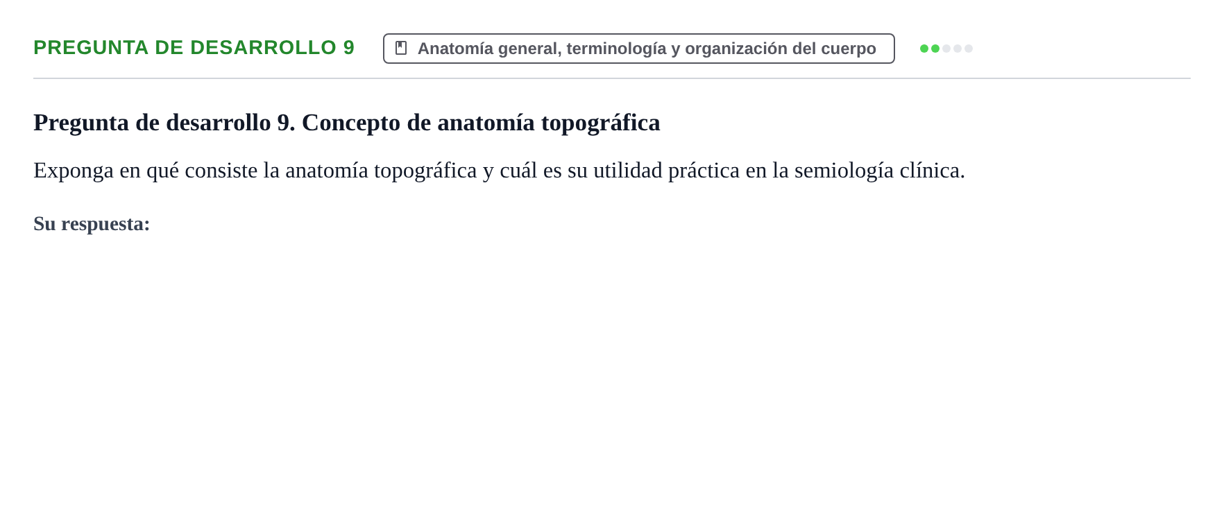 Enunciado: Pregunta de desarrollo 9