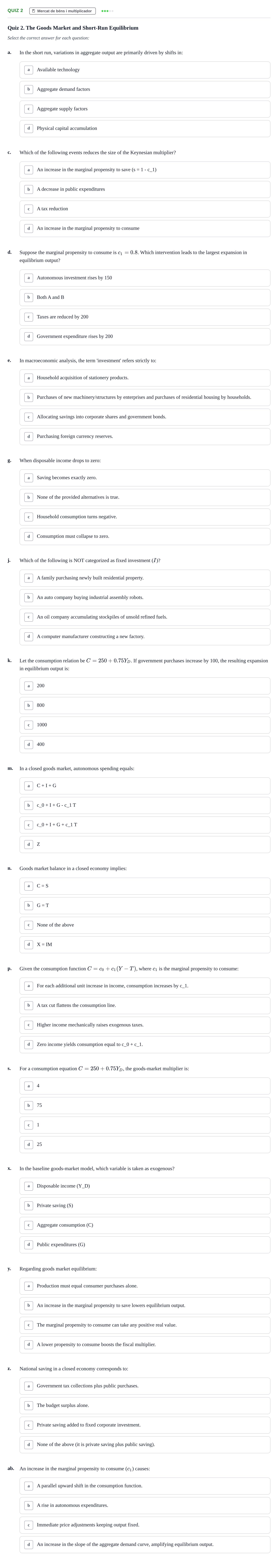 Enunciado: Quiz 2 - Mercat de béns i multiplicador