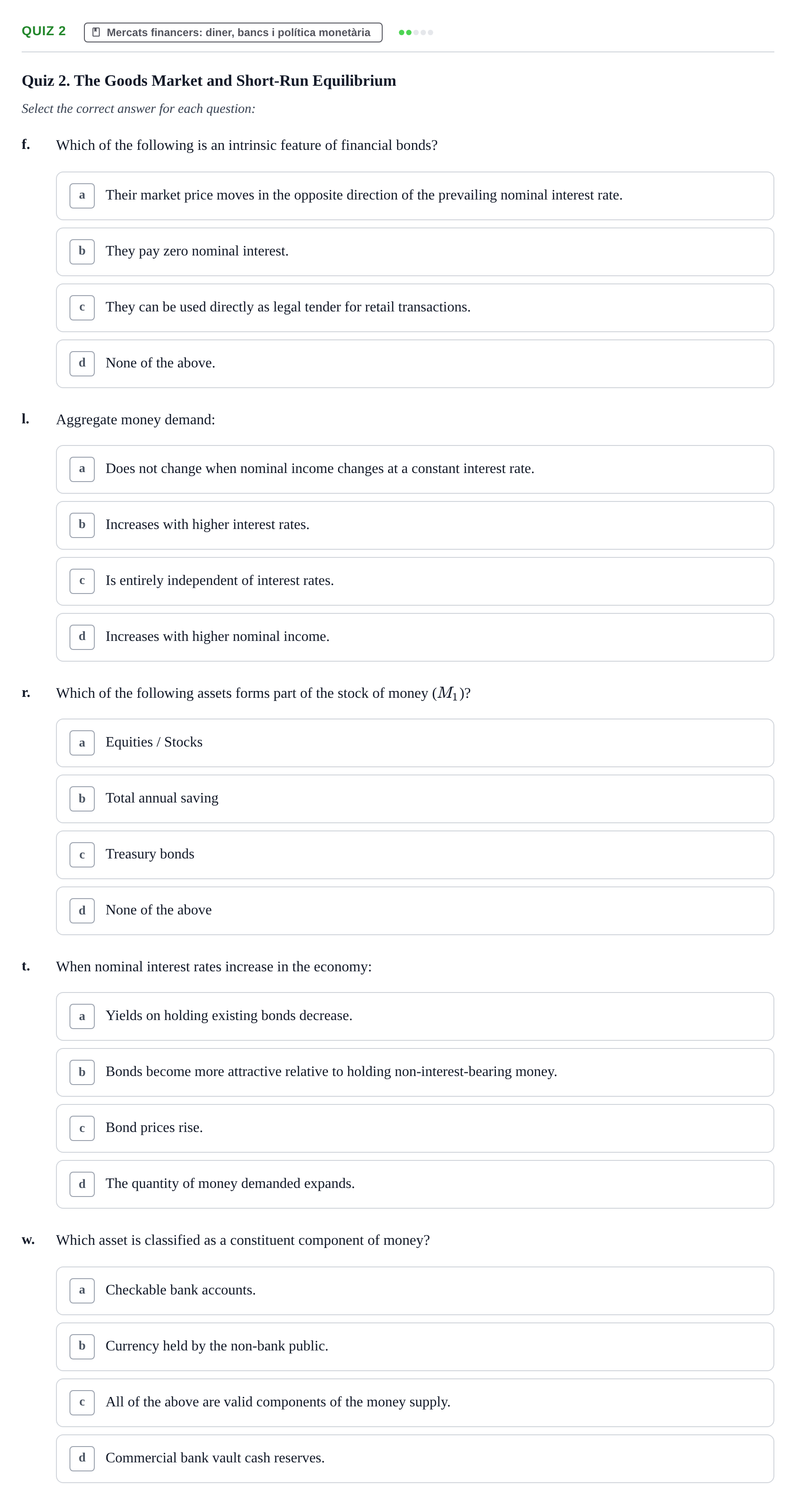 Enunciado: Quiz 2 - Mercats financers: diner, bancs i políti…
