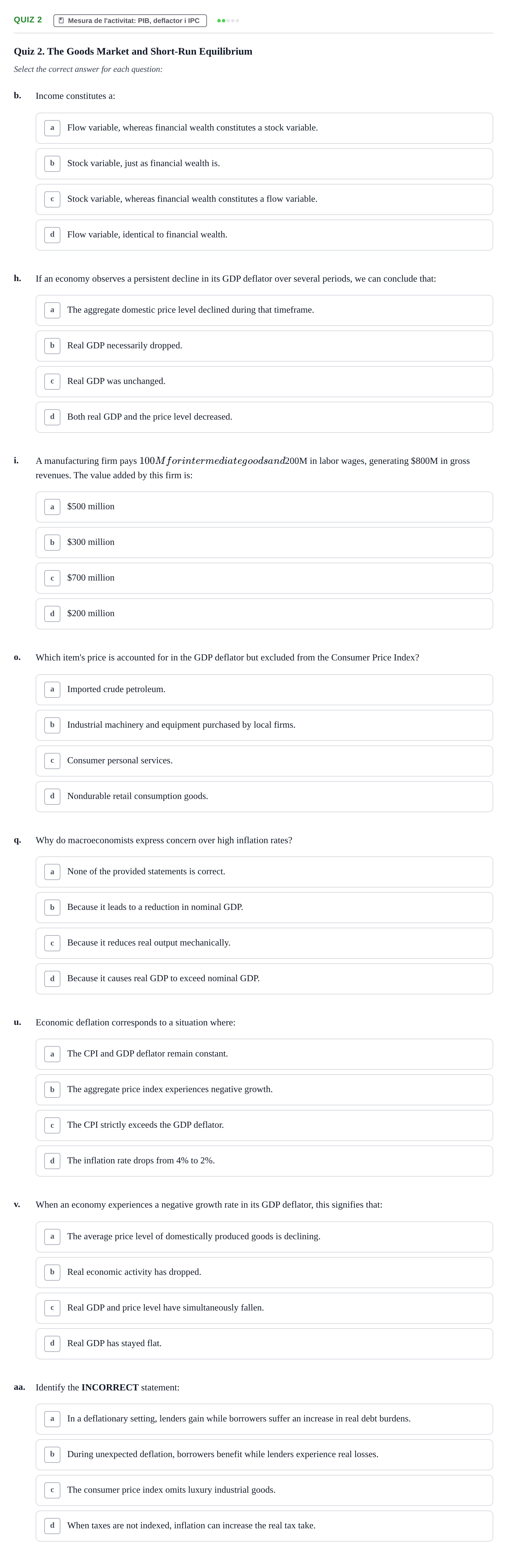Enunciado: Quiz 2 - Mesura de l'activitat: PIB, deflactor i…