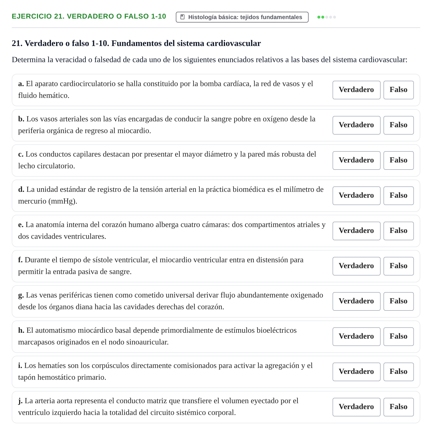 Enunciado: 21. Verdadero o falso 1-10