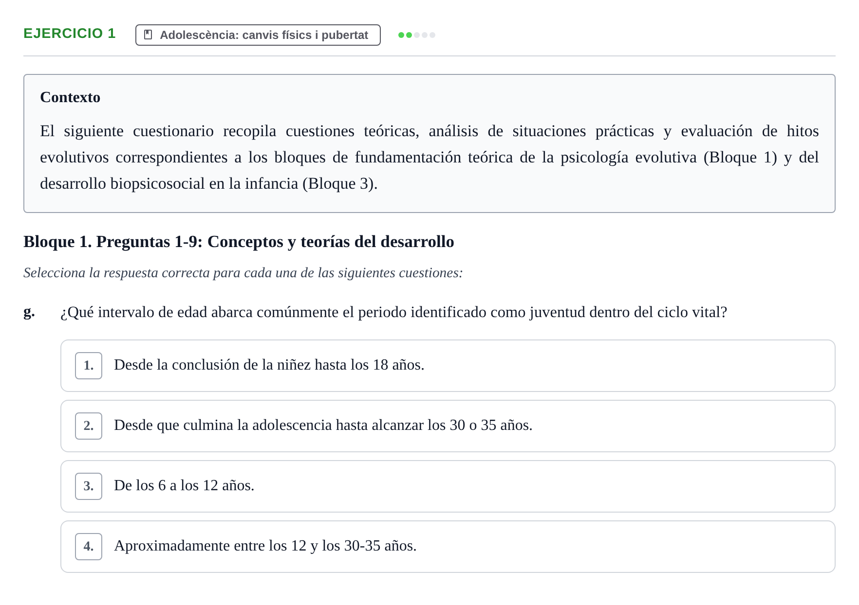 Enunciado: 1 - Adolescència: canvis físics i pubertat