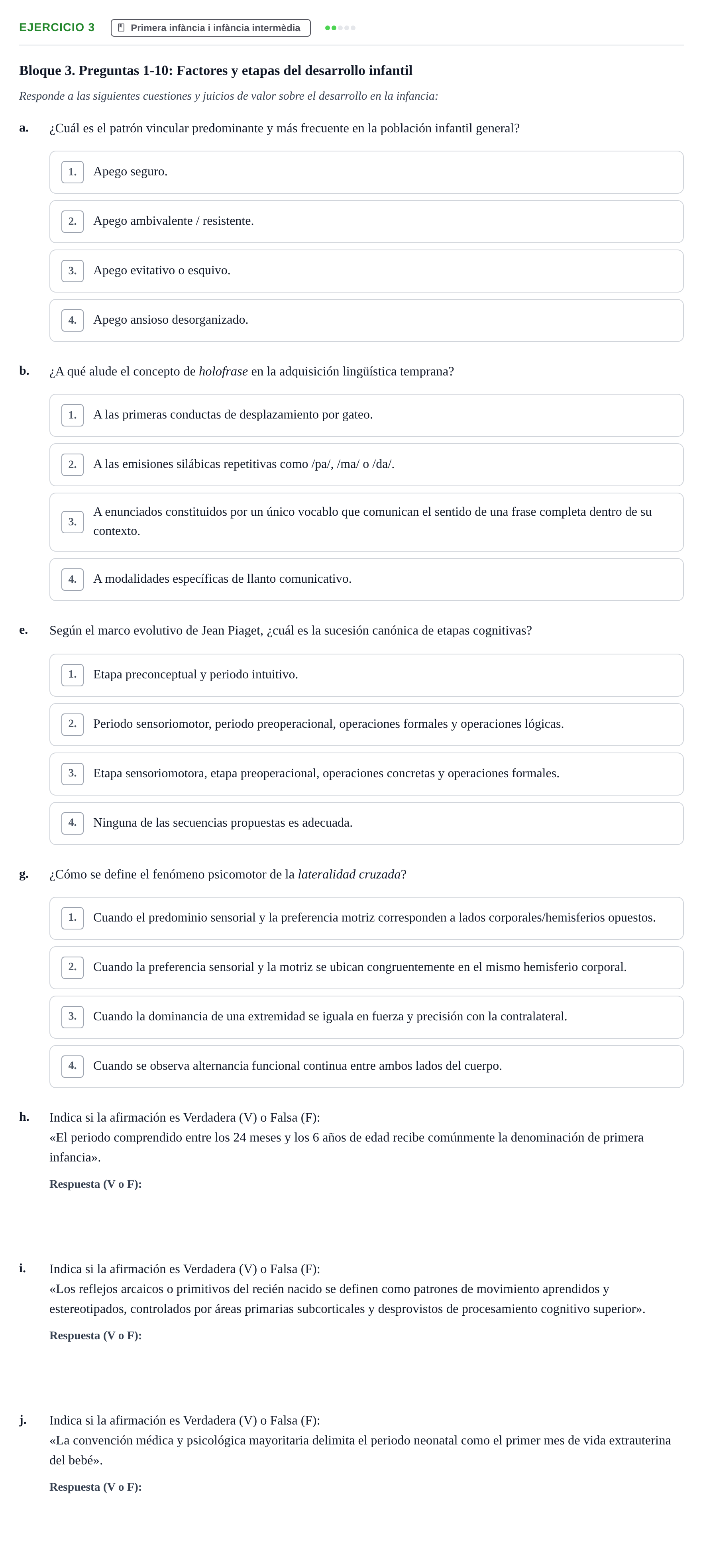 Enunciado: 3 - Primera infància i infància intermèdia