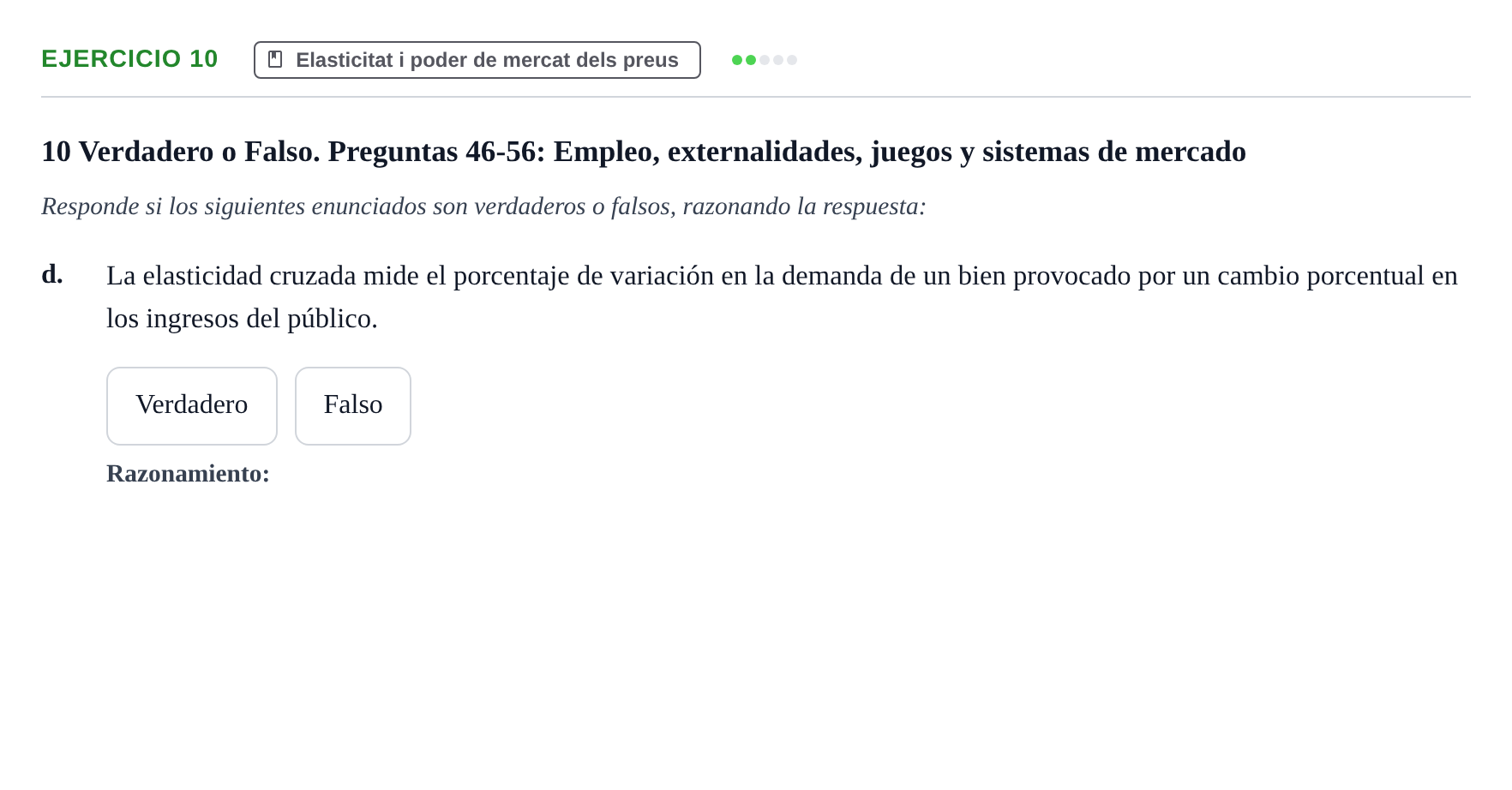 Enunciado: 10 - Elasticitat i poder de mercat dels preus