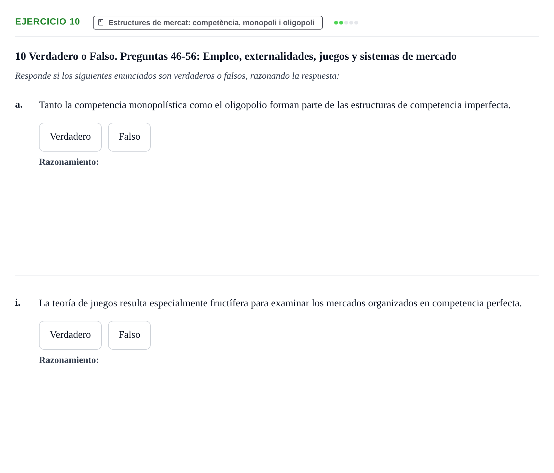 Enunciado: 10 - Estructures de mercat: competència, monopoli…