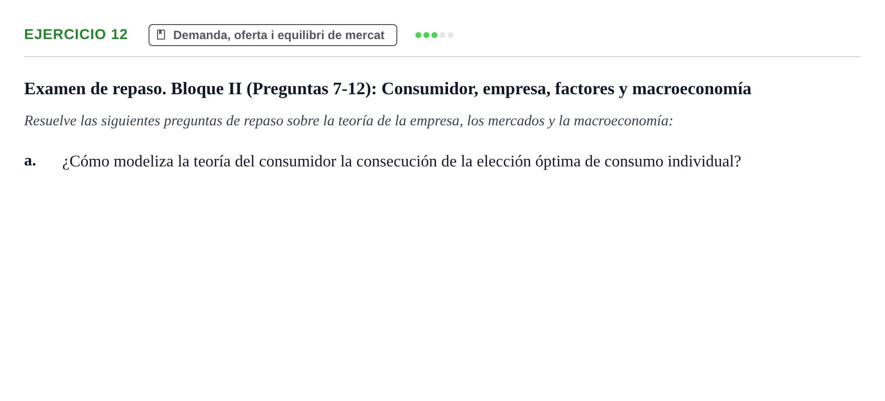 Enunciado: 12 - Demanda, oferta i equilibri de mercat