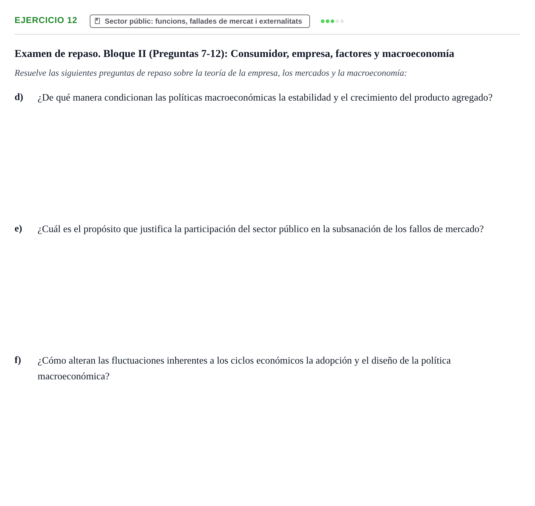 Enunciado: 12 - Sector públic: funcions, fallades de mercat…