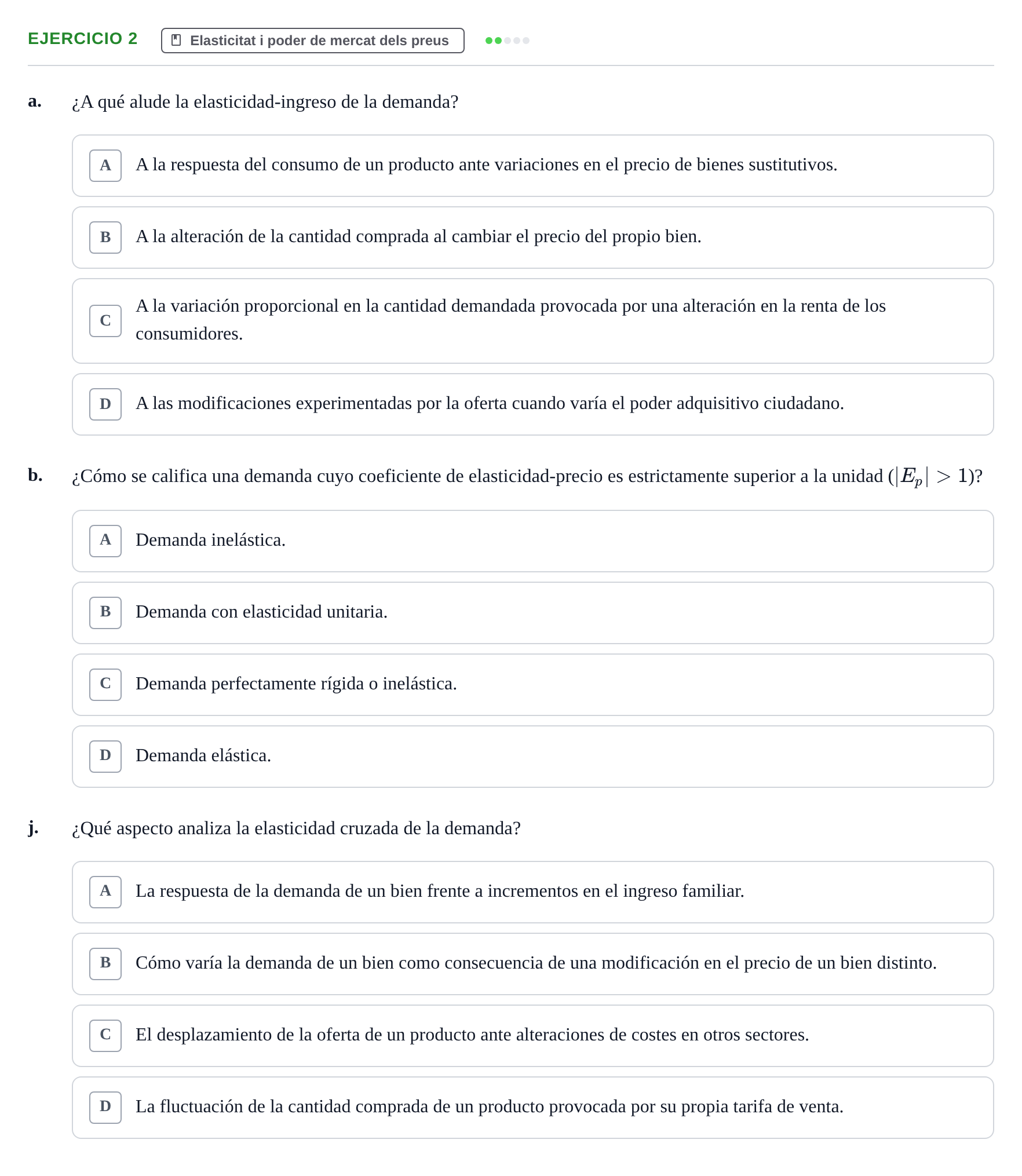 Enunciado: 2 - Elasticitat i poder de mercat dels preus