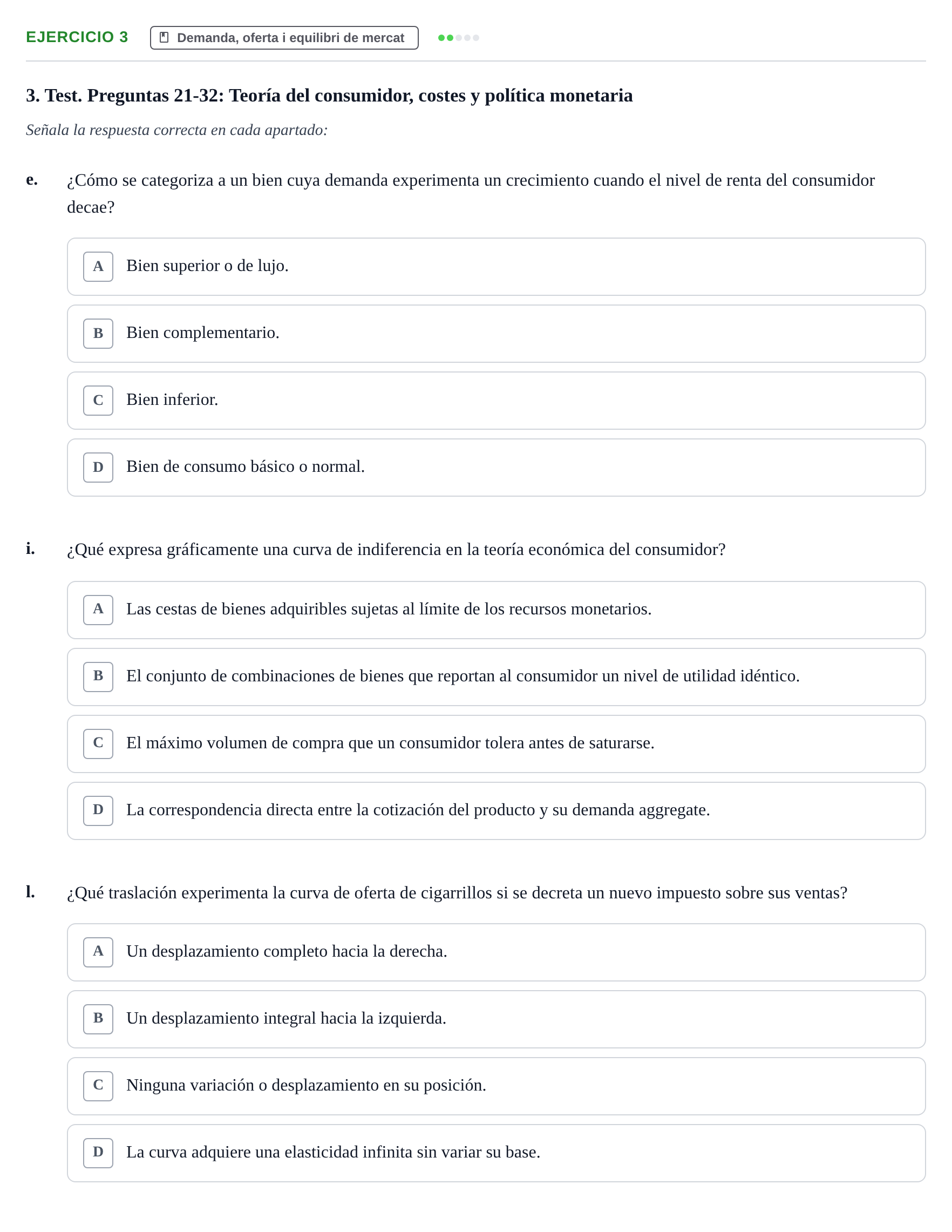Enunciado: 3 - Demanda, oferta i equilibri de mercat