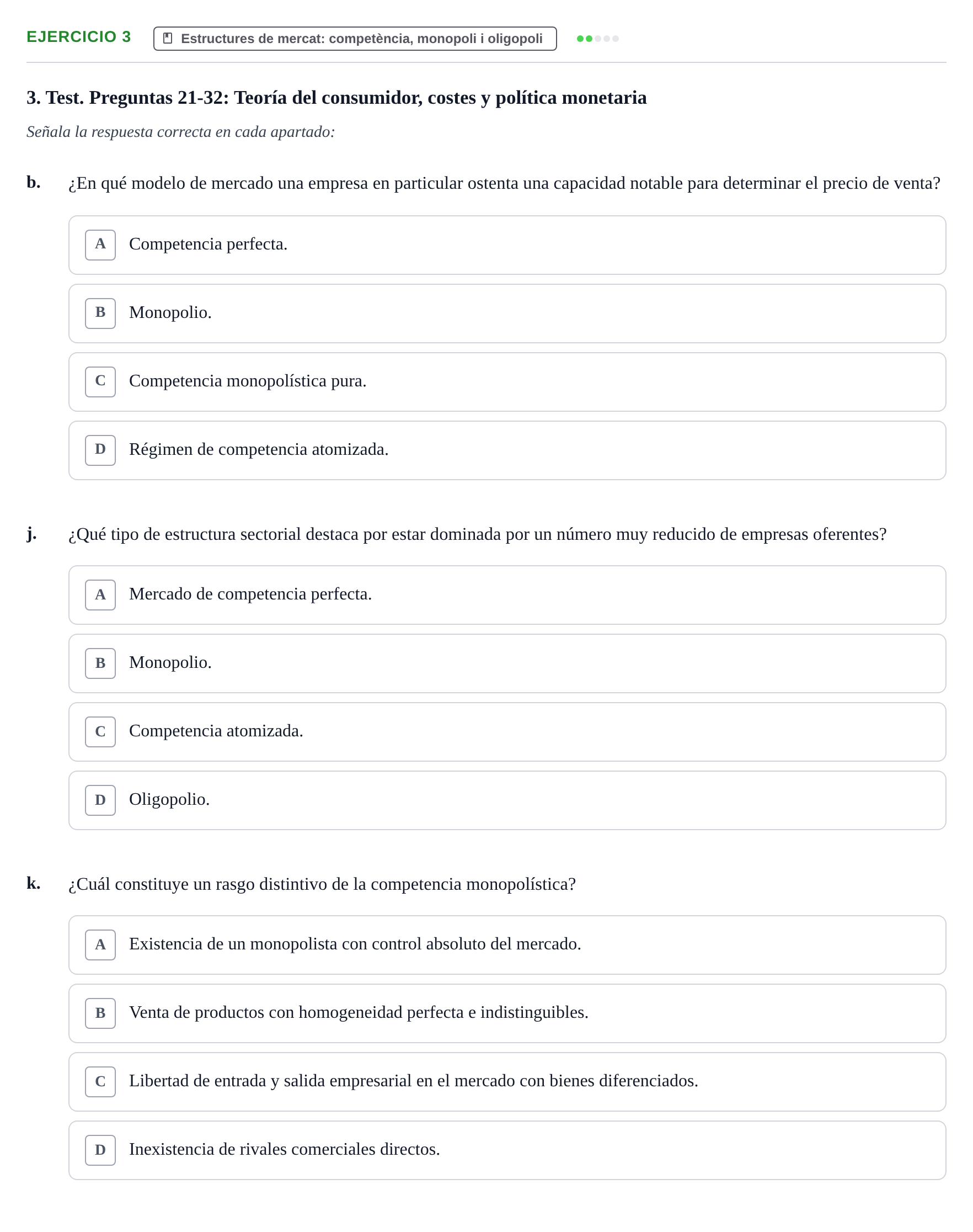 Enunciado: 3 - Estructures de mercat: competència, monopoli…