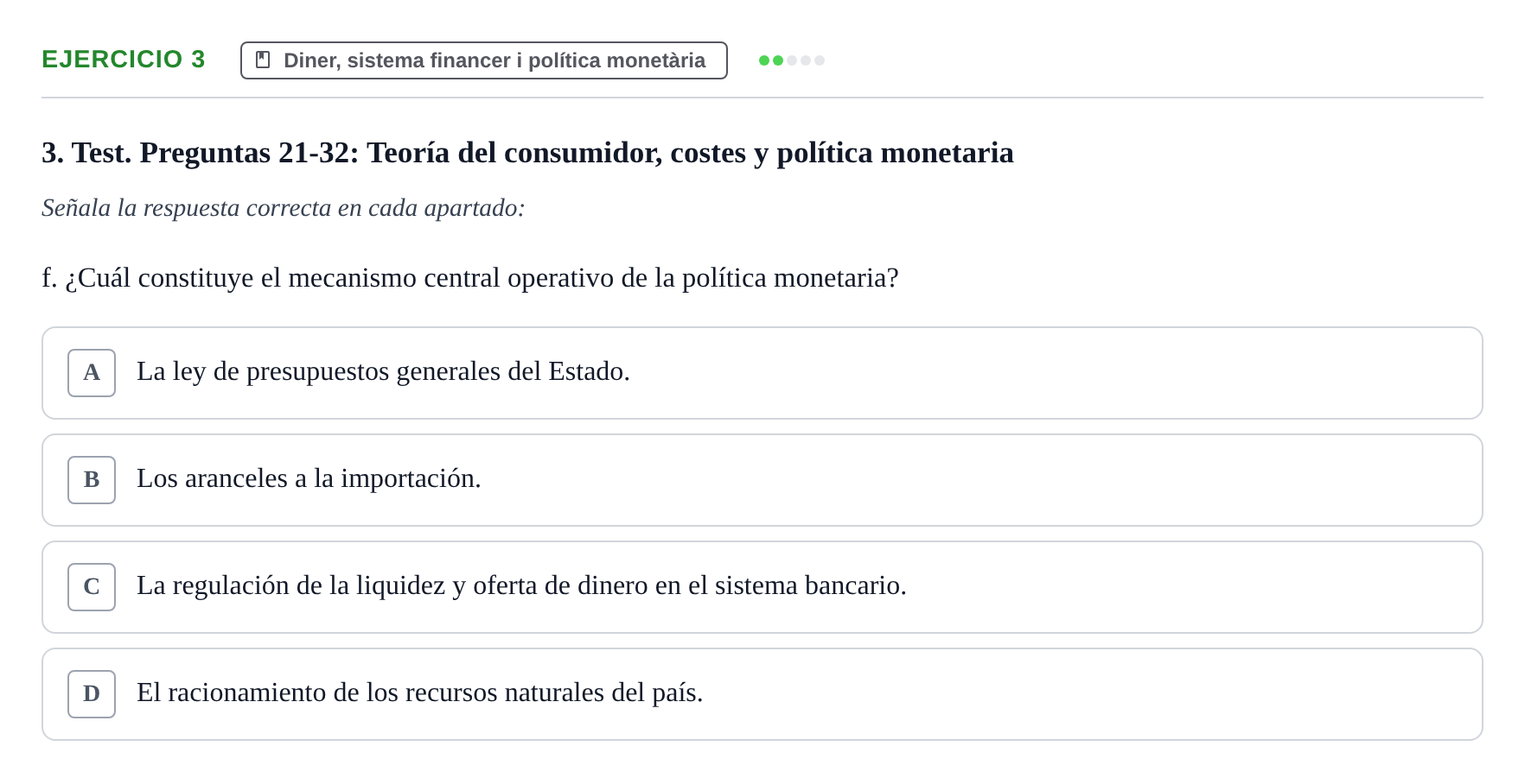 Enunciado: 3 - Diner, sistema financer i política monetària