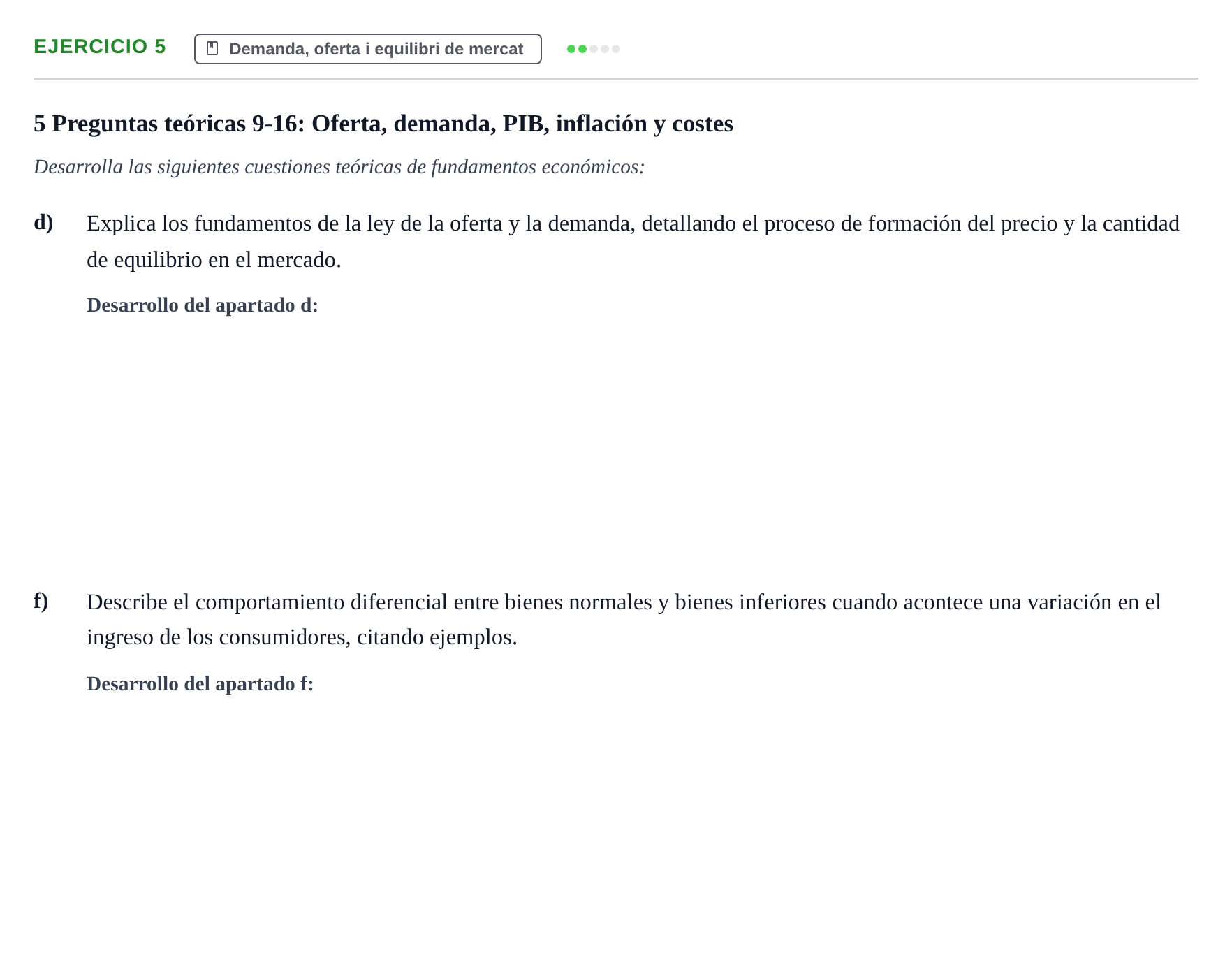 Enunciado: 5 - Demanda, oferta i equilibri de mercat