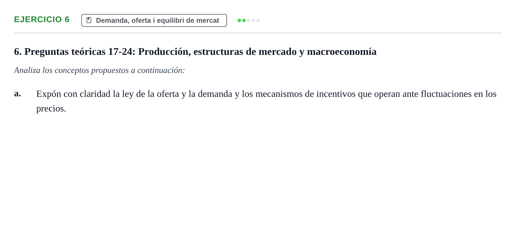 Enunciado: 6 - Demanda, oferta i equilibri de mercat