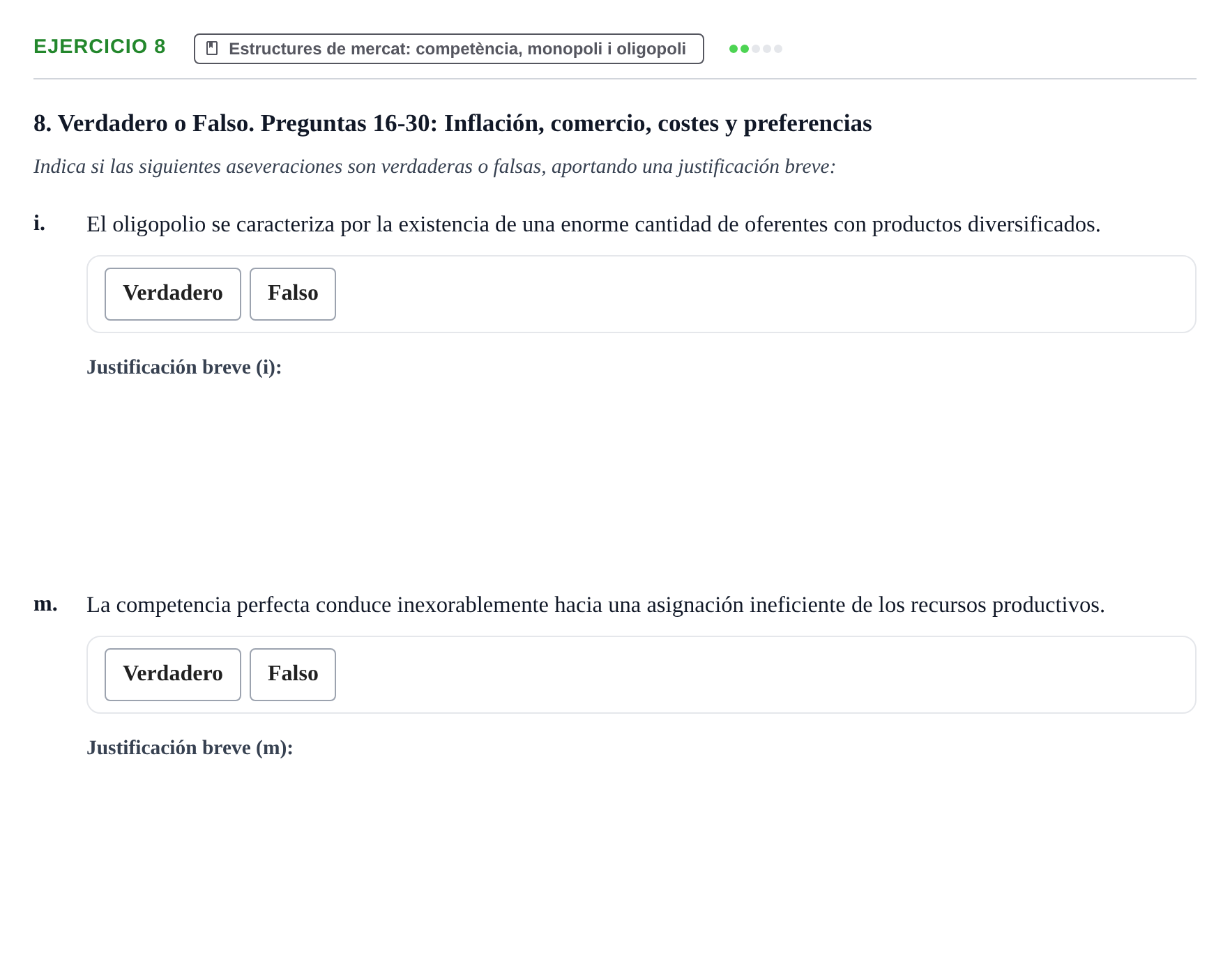Enunciado: 8 - Estructures de mercat: competència, monopoli…