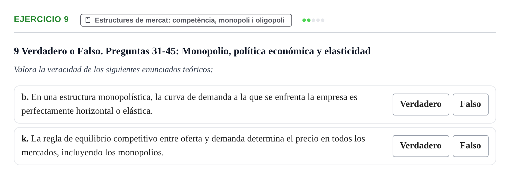 Enunciado: 9 - Estructures de mercat: competència, monopoli…