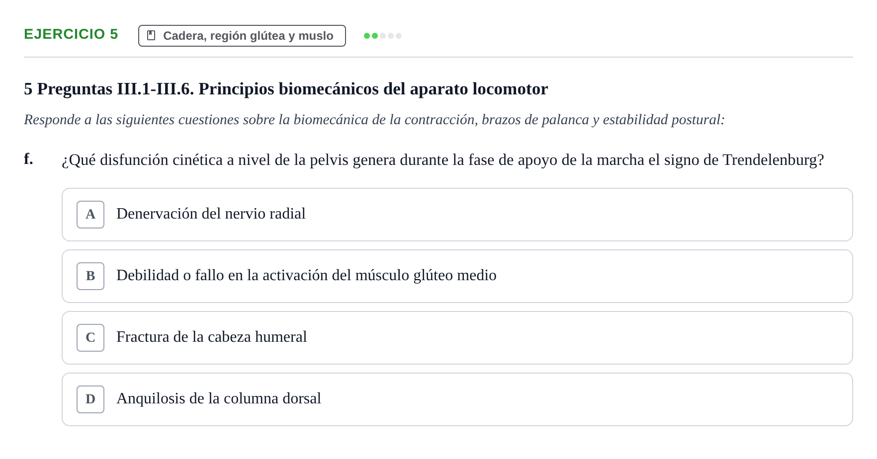Enunciado: 5 - Cadera, región glútea y muslo