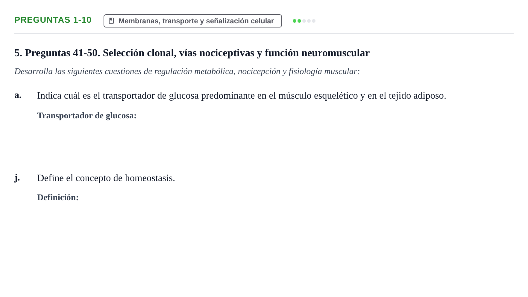 Enunciado: Preguntas 1-10 - Membranas, transporte y señaliza…