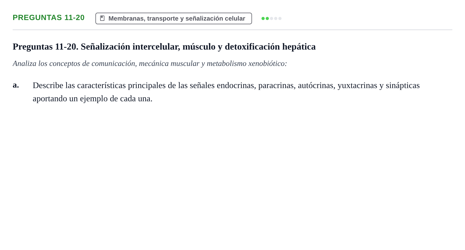 Enunciado: Preguntas 11-20 - Membranas, transporte y señaliz…
