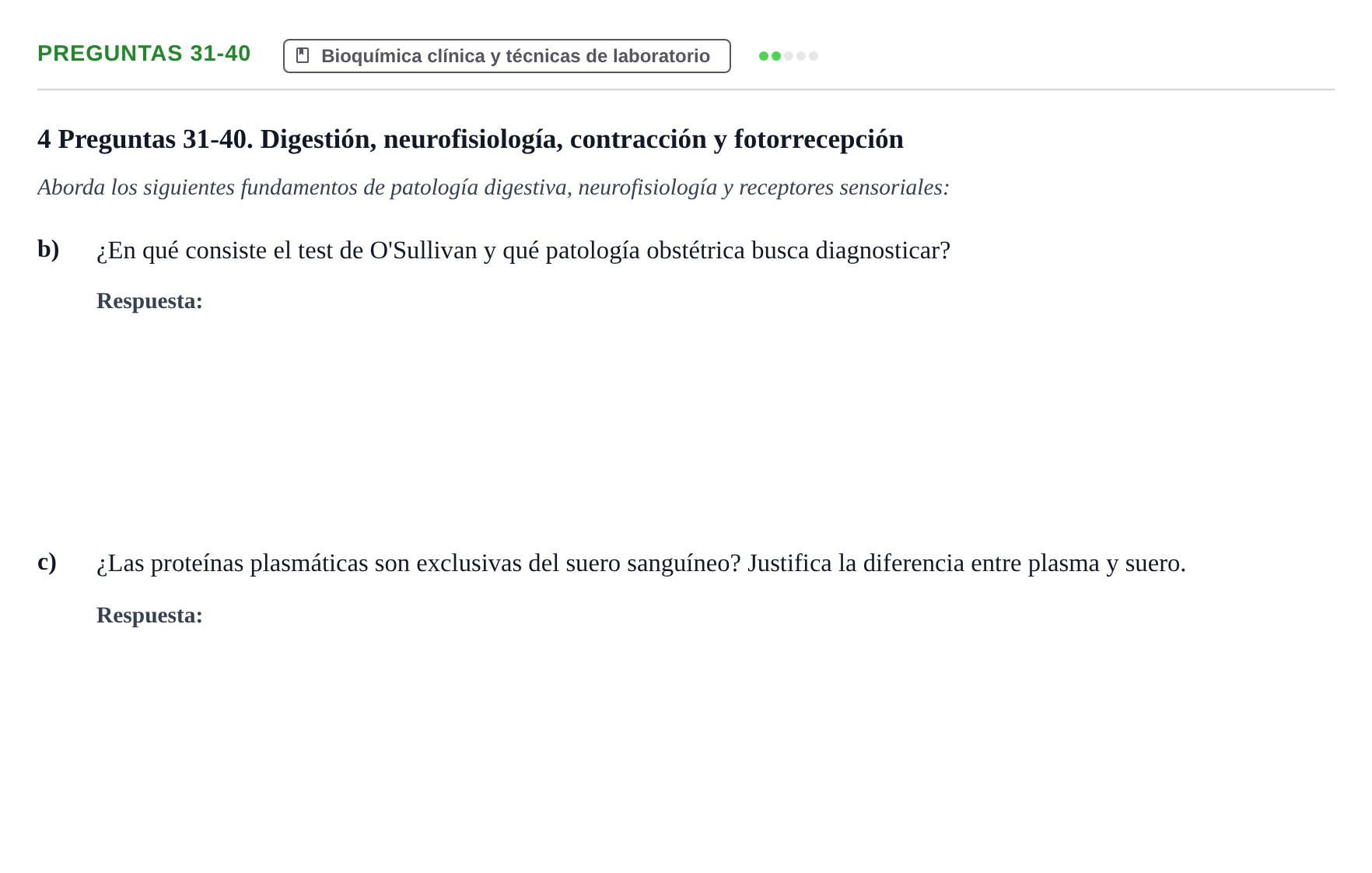 Enunciado: Preguntas 31-40 - Bioquímica clínica y técnicas d…