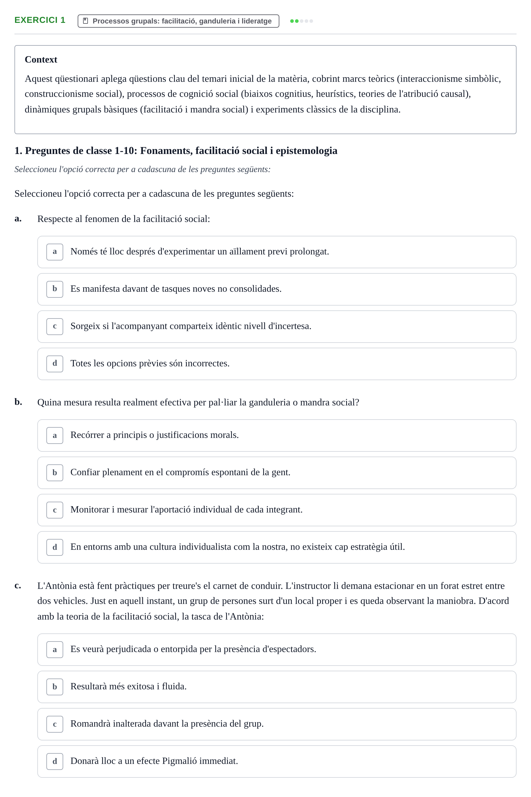 Enunciado: 1 - Processos grupals